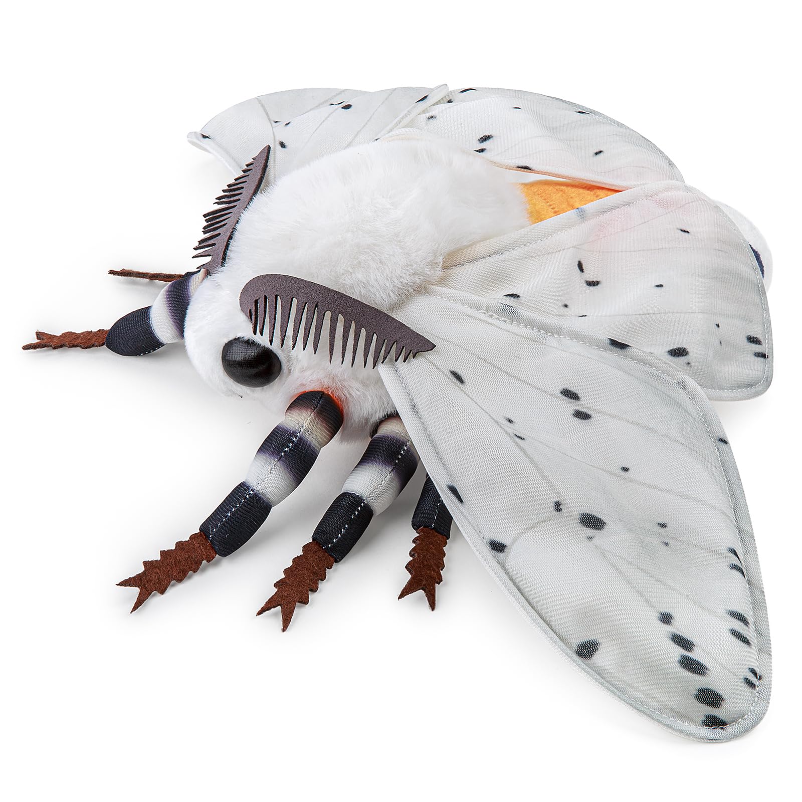 White Ermine Moth Plush Toy - Realistic White Ermine Moth Stuffed Animals 11in