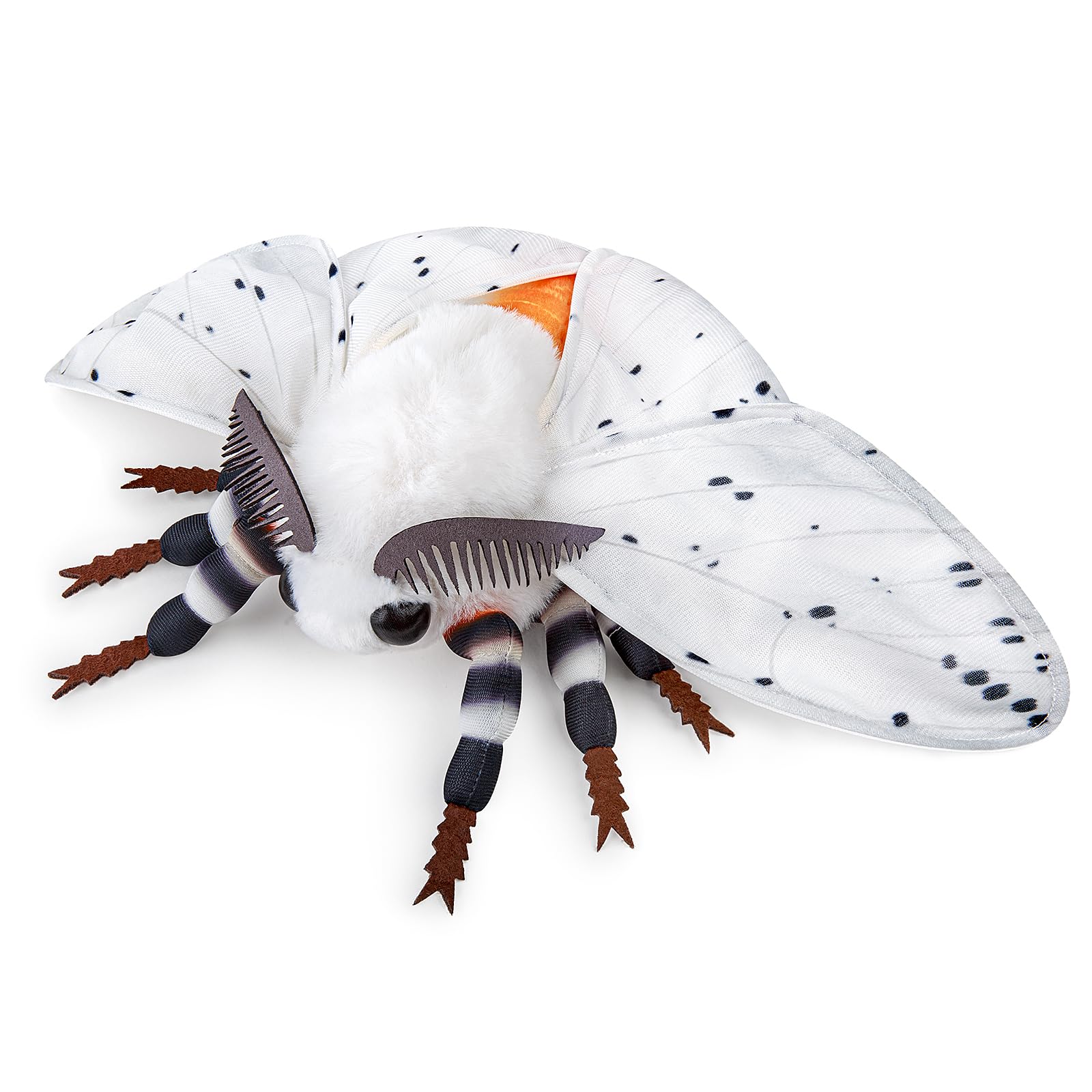 White Ermine Moth Plush Toy - Realistic White Ermine Moth Stuffed Animals 11in