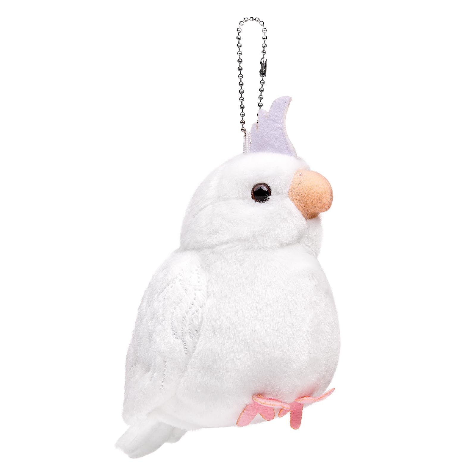 White Cockatiel Plush Toy, Cute White Cockatiel Stuffed Animals Keychain Toy