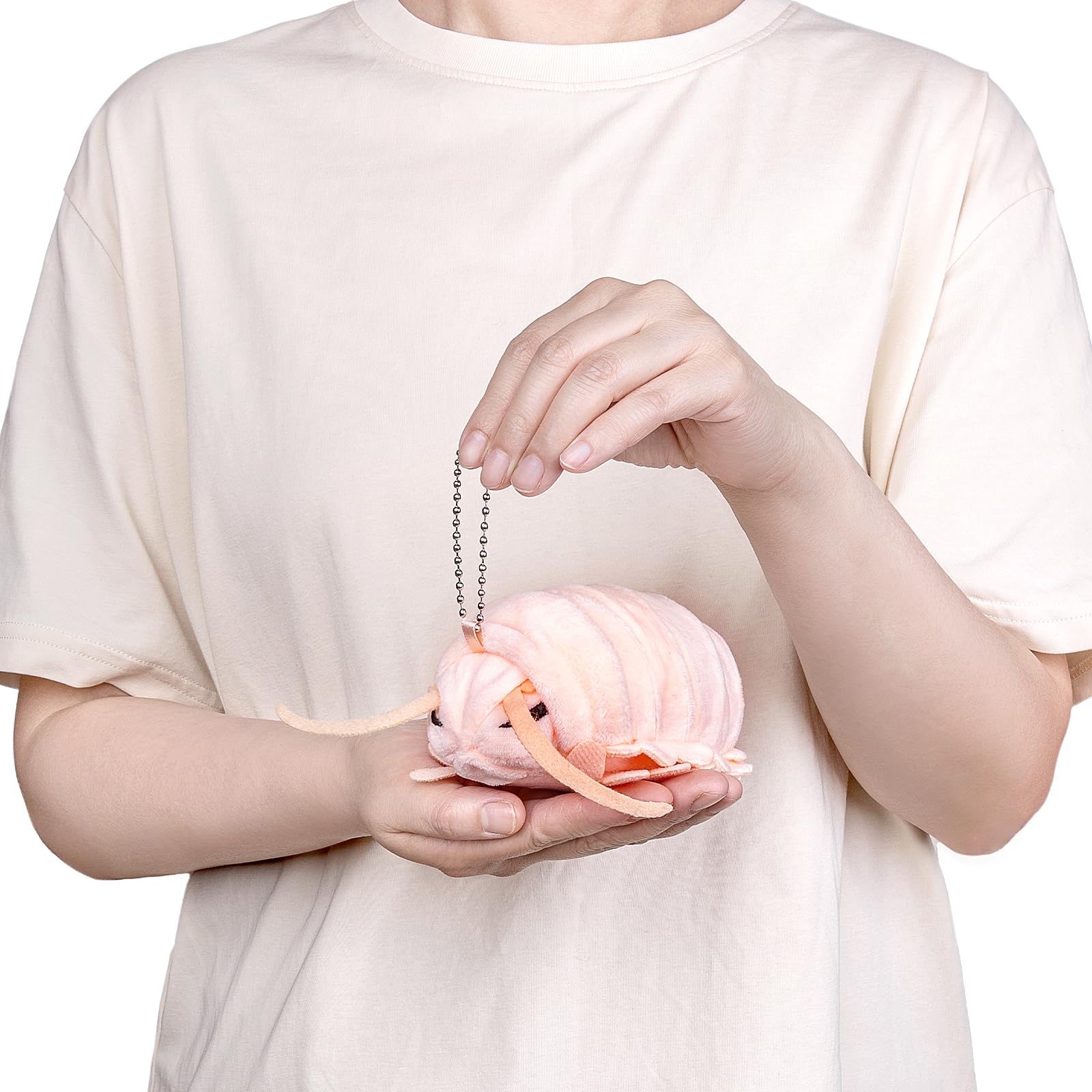 Isopod Plush Keychain Toy, Realistic Grey Isopod Stuffed Animals Keyring Pendant