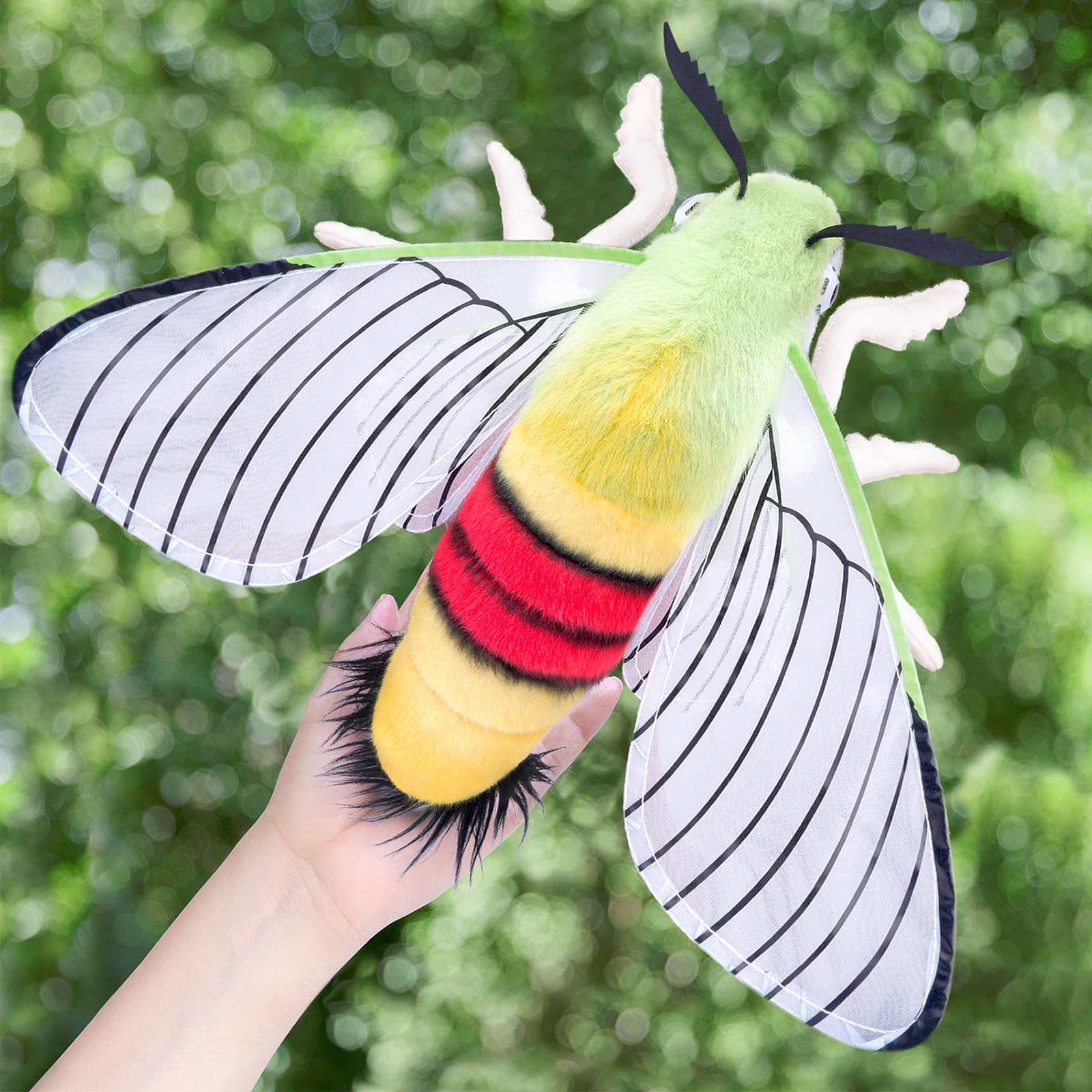 Pellucid Hawk Moth Plush Toy, Lifelike Pellucid Hawk Moth Plush Toy 11in, Soft and Cute Moth Toys, Realistic Design