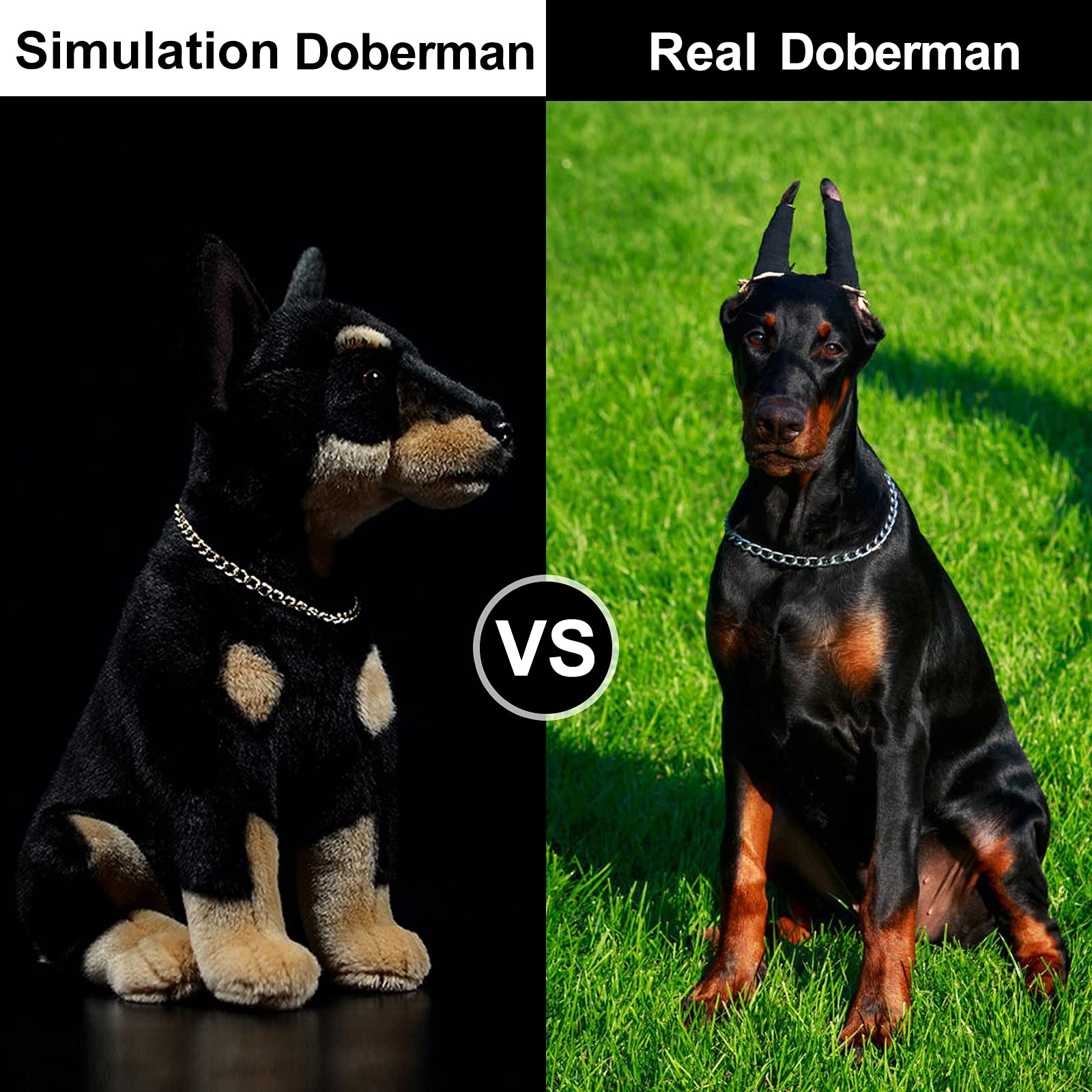 Simulation Doberman Stuffed Animal Puppy Dog Plush Toy