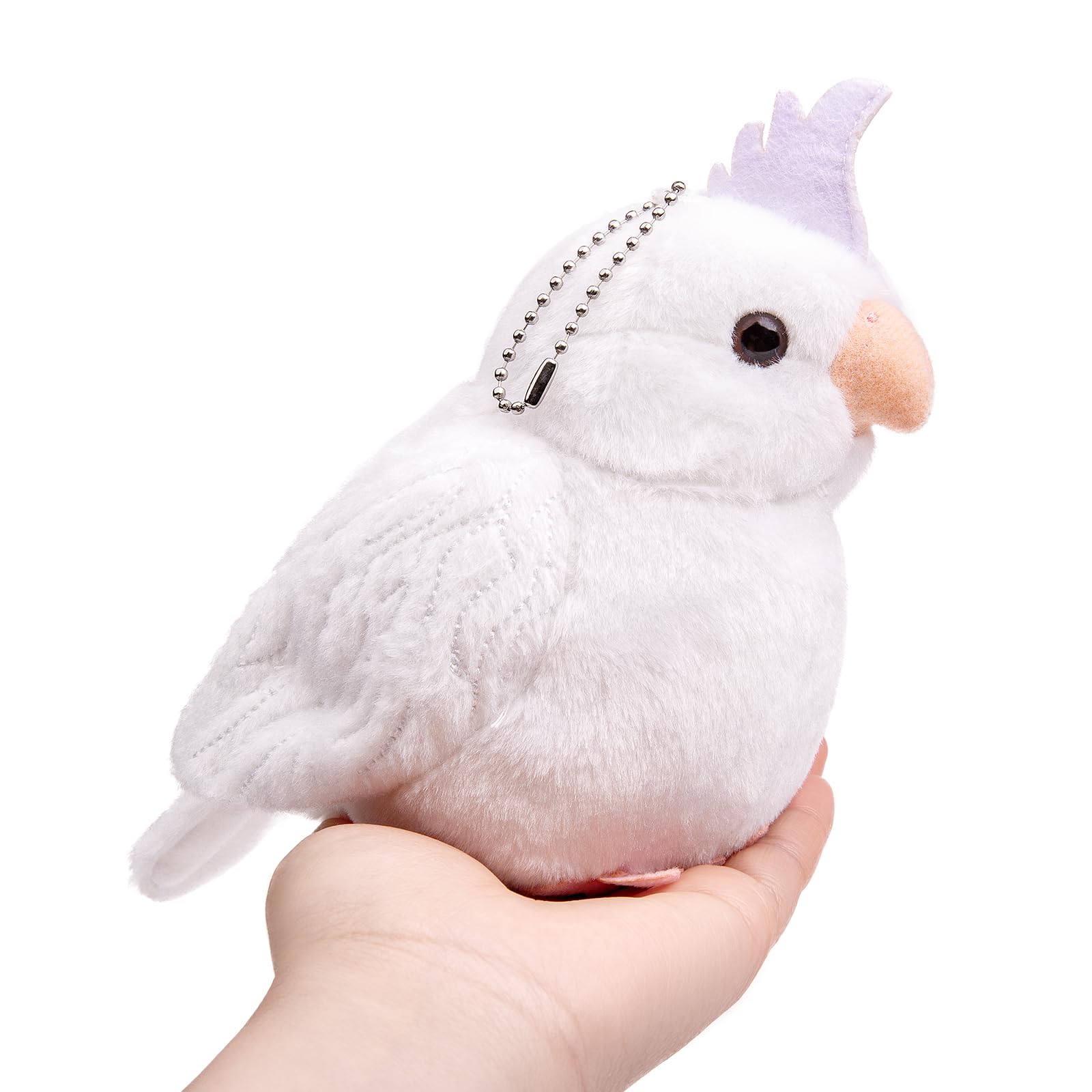 White Cockatiel Plush Toy, Cute White Cockatiel Stuffed Animals Keychain Toy