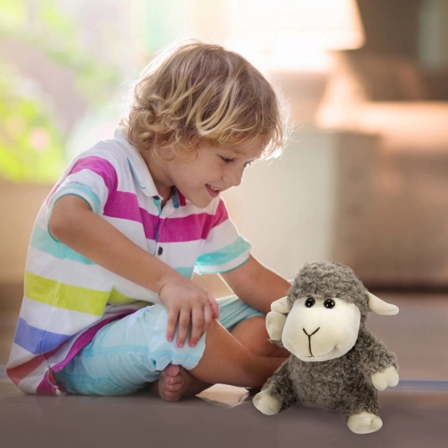 3 Pcs Stuffed Sheep Animals, 6.5 inch - 8.8 inch Cute Lamb Plush Toy as Gift for Your Kids (Sitting, Standing, Lying)