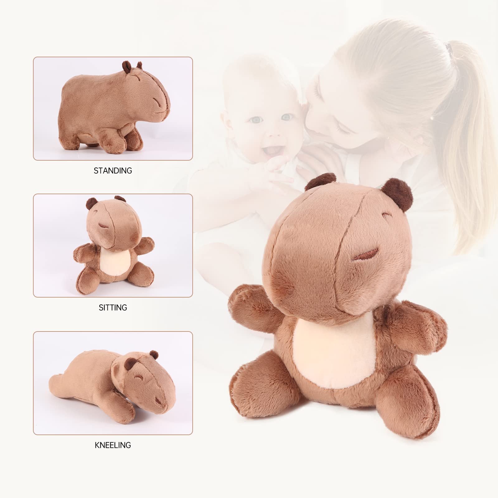 Capybara Plush, Capybara Stuffed Animals 3Pcs, Cute Rodent Capybara Plushie Toys as Gift for Your Kids (Sitting, Standing, Lying)