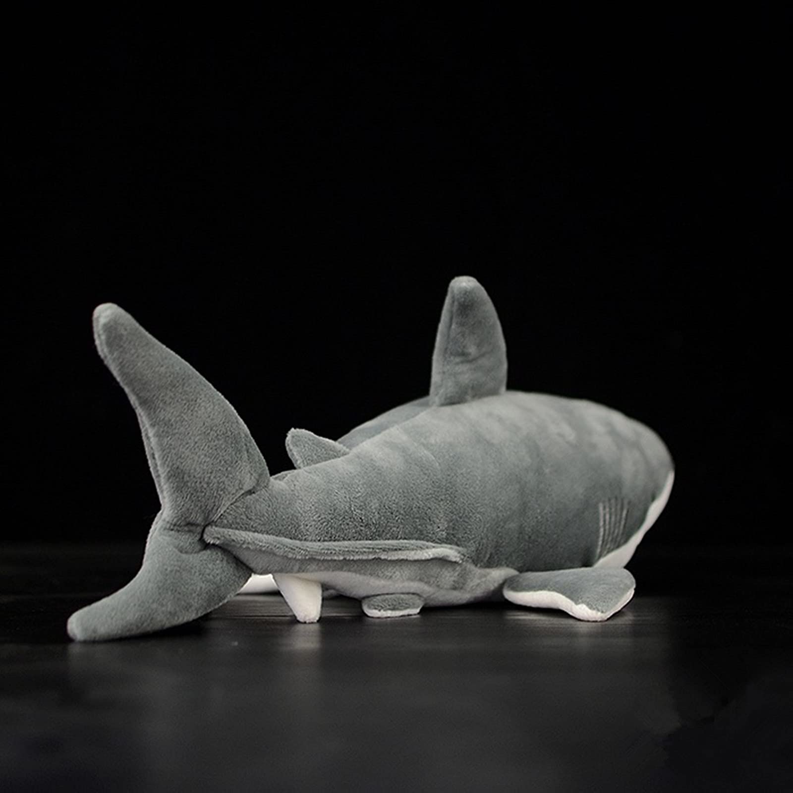 Simulation Great White Shark Plush Toy, Grey Lifelike Long Great White Shark Stuffed Toys