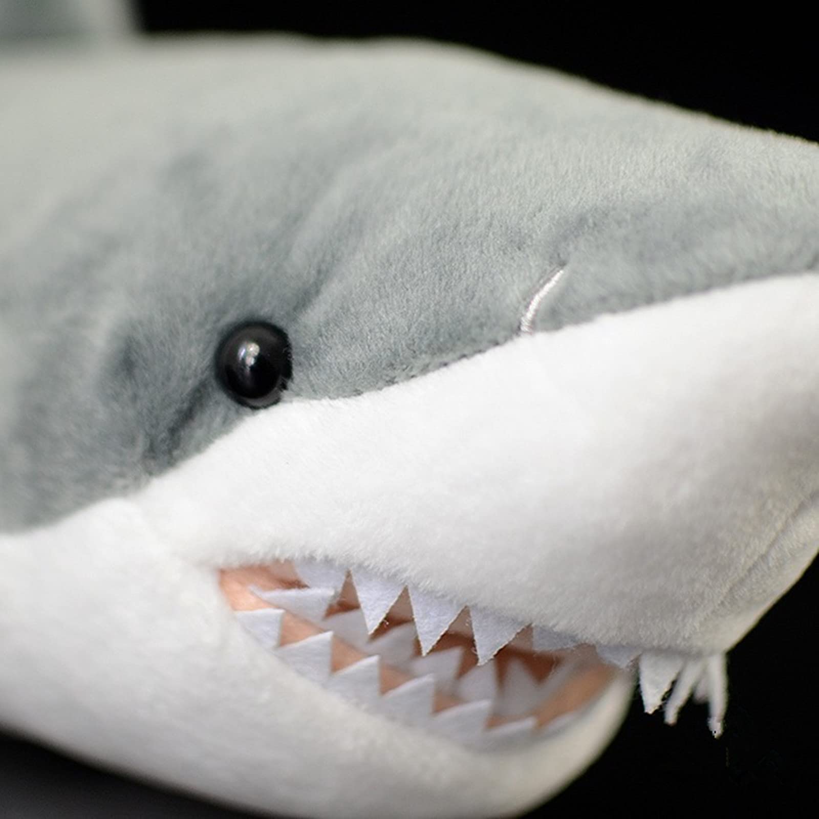 Simulation Great White Shark Plush Toy, Grey Lifelike Long Great White Shark Stuffed Toys