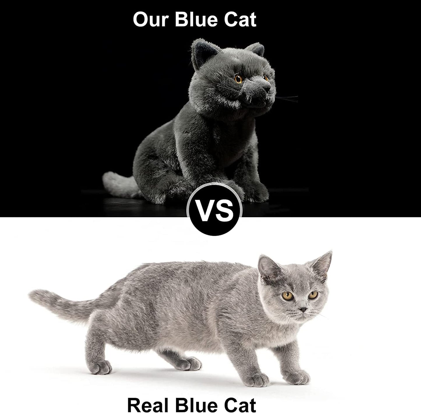 British Short Cat Stuffed Animal, British Short Cat Plush Toy Grey Cat, Soft Toy Cat for Kids