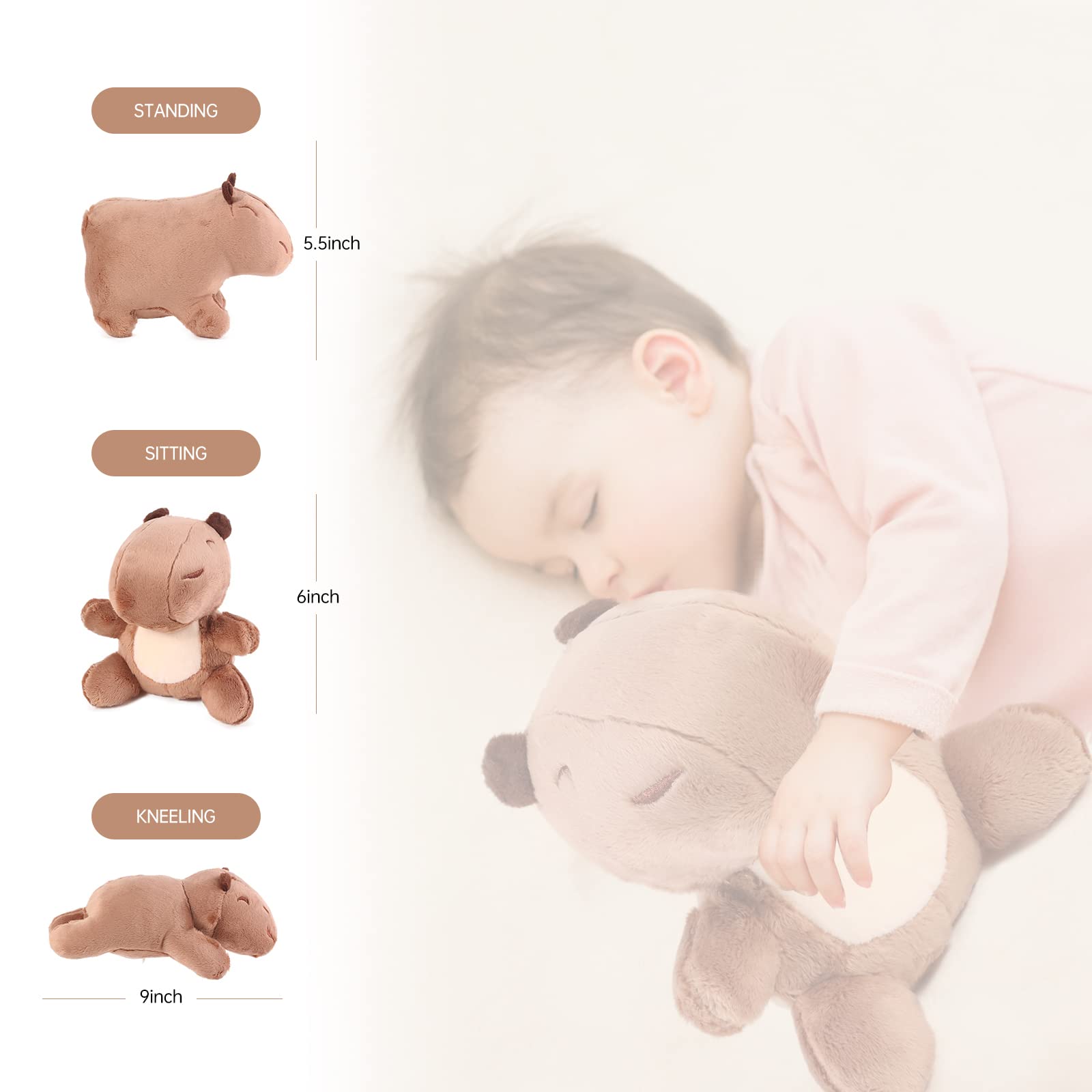 Capybara Plush, Capybara Stuffed Animals 3Pcs, Cute Rodent Capybara Plushie Toys as Gift for Your Kids (Sitting, Standing, Lying)