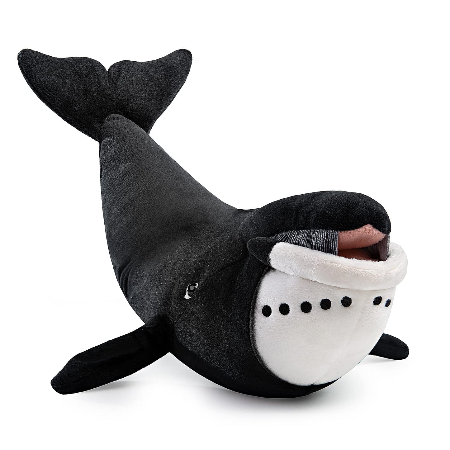 Simulation Bowhead Whale Plush Toy, Black Long Lifelike Whale Stuffed Toys