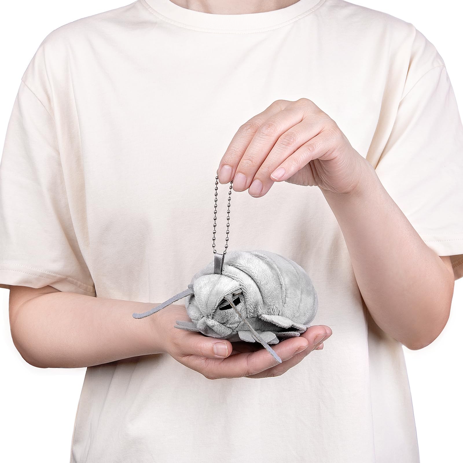 Isopod Plush Keychain Toy, Realistic Grey Isopod Stuffed Animals Keyring Pendant