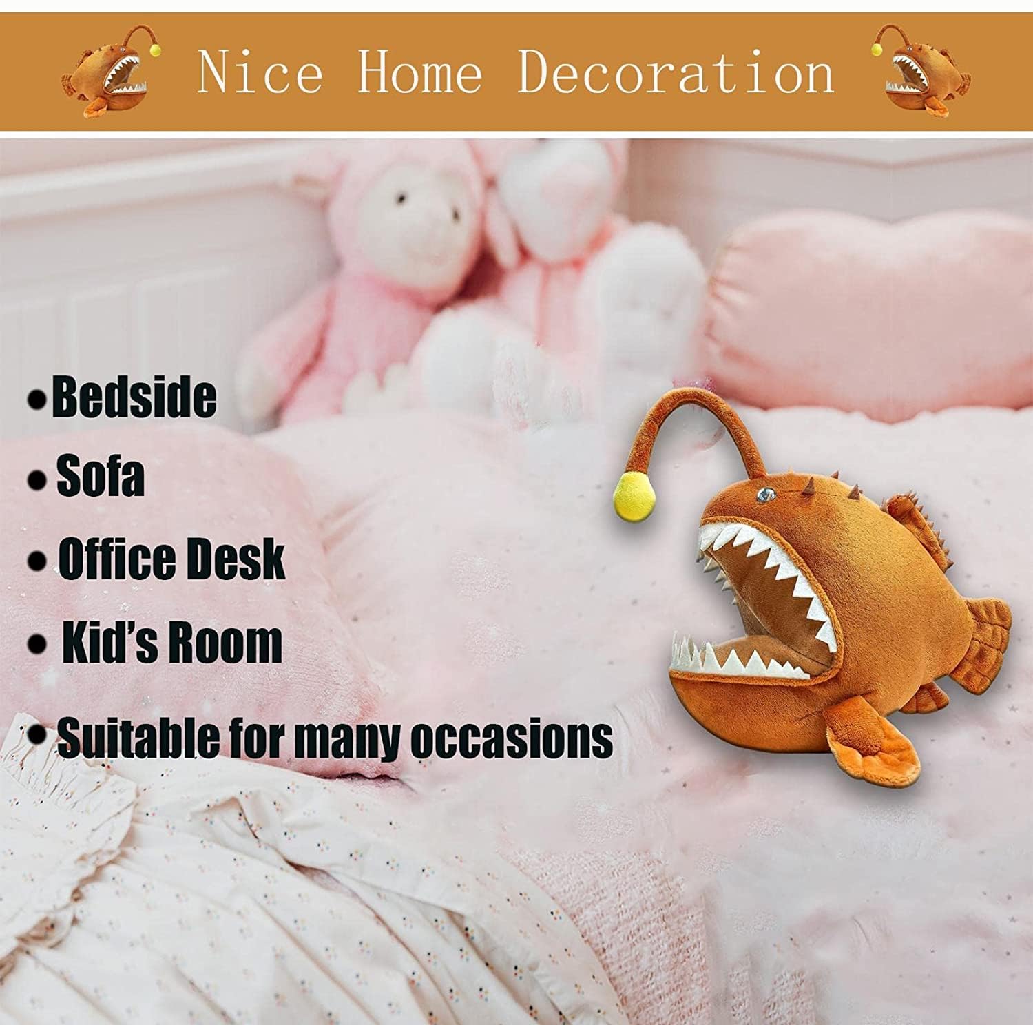 Anglerfish Plush Toy, Cute Anglerfish Creepy Stuffed Animals Toys Sea Life