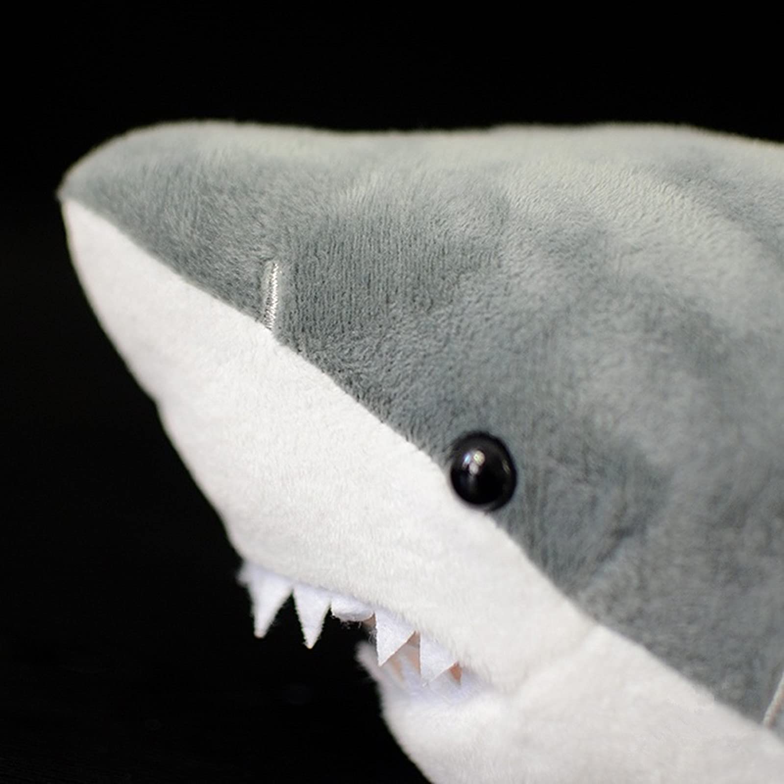 Simulation Great White Shark Plush Toy, Grey Lifelike Long Great White Shark Stuffed Toys