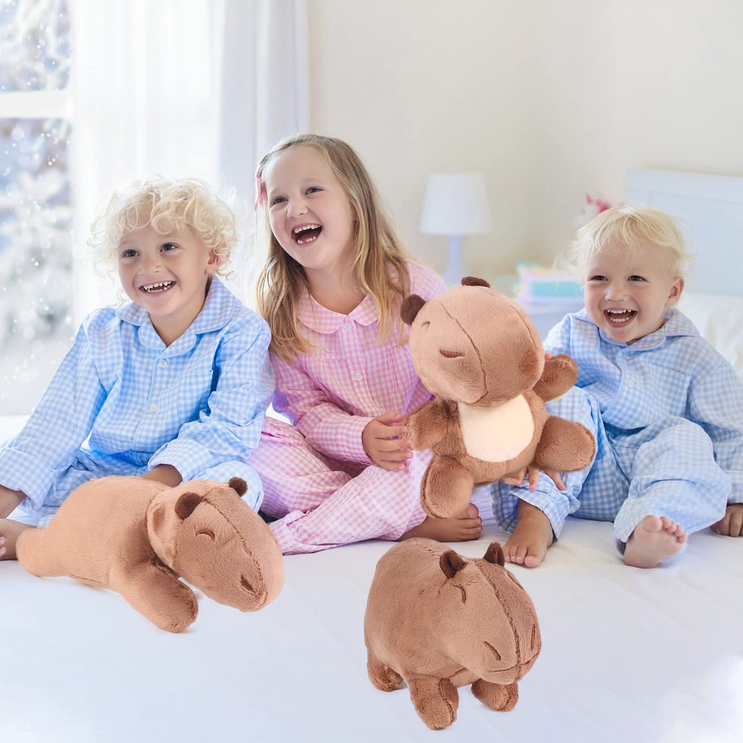 Capybara Plush, Capybara Stuffed Animals 3Pcs, Cute Rodent Capybara Plushie Toys as Gift for Your Kids (Sitting, Standing, Lying)