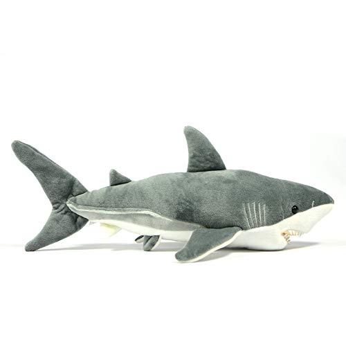 Simulation Great White Shark Plush Toy, Grey Lifelike Long Great White Shark Stuffed Toys