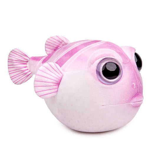 Süßes Kugelfisch-Plüschtier, weiches, lebensechtes, 10 Zoll großes rosa Kugelfisch-Stofftier