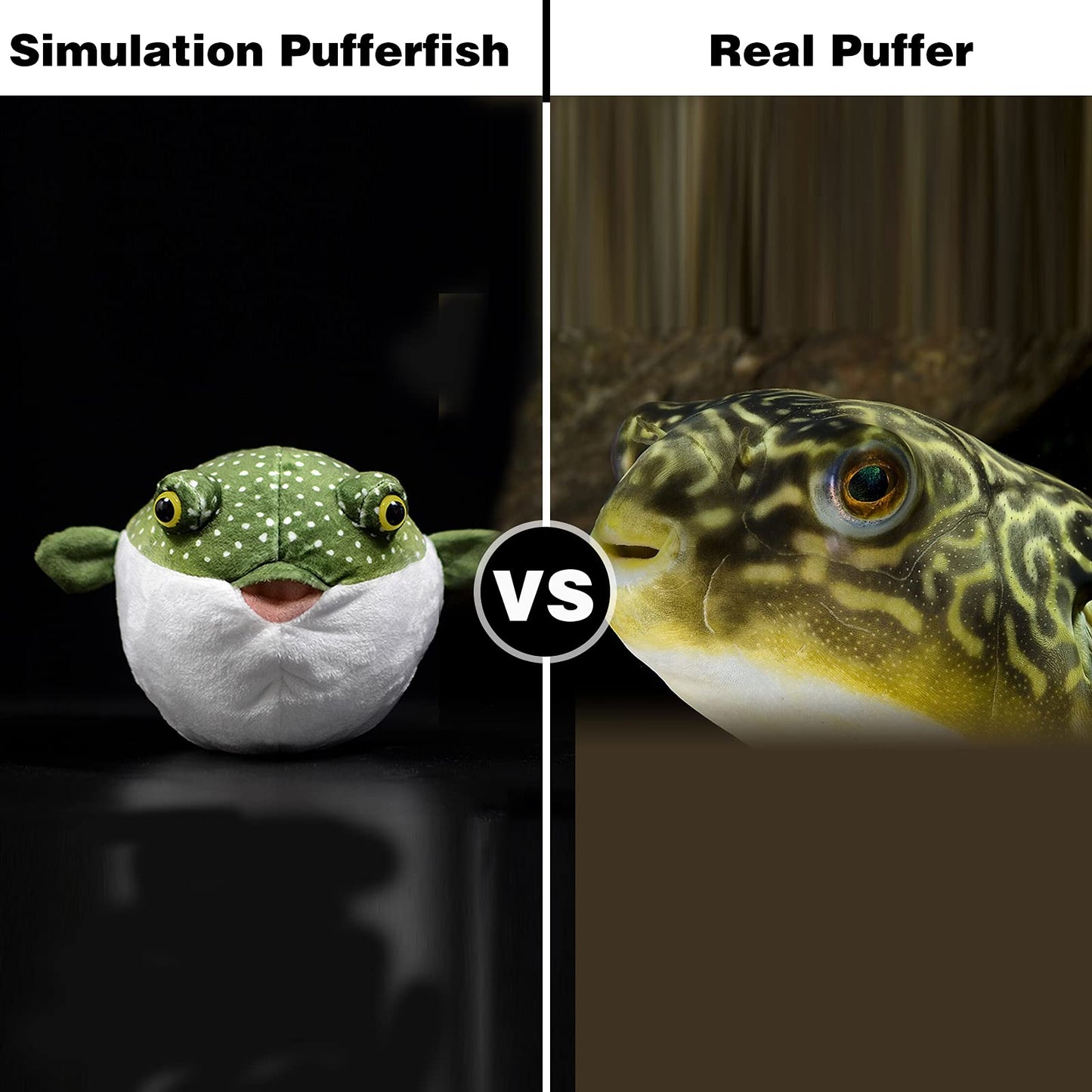 Pufferfish Plush Toy, Lifelike Green Blowfish Plush Toy Lifelike