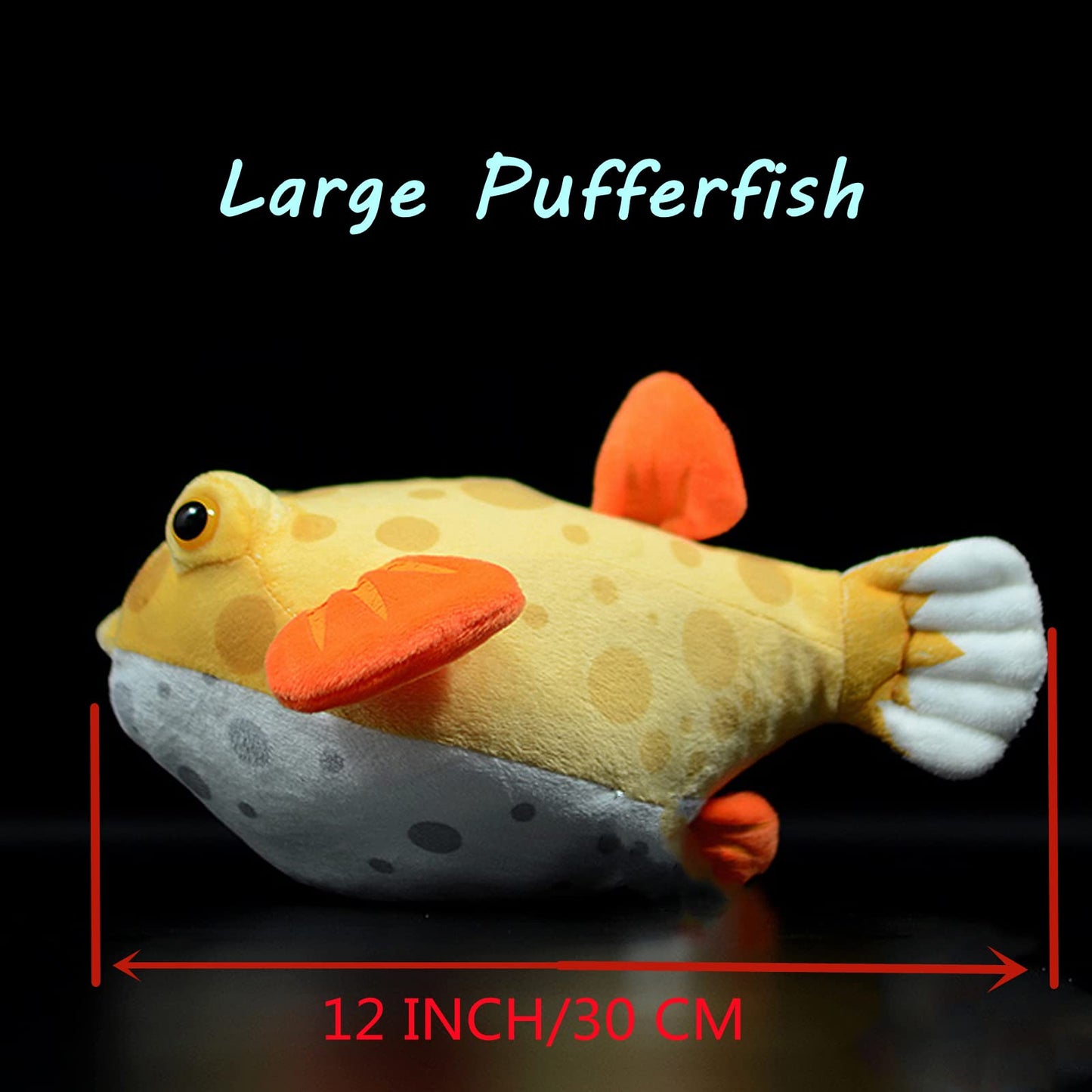Large Pufferfish Plush Toy, Lifelike 12" Yellow Blowfish Plush Toy Lifelike
