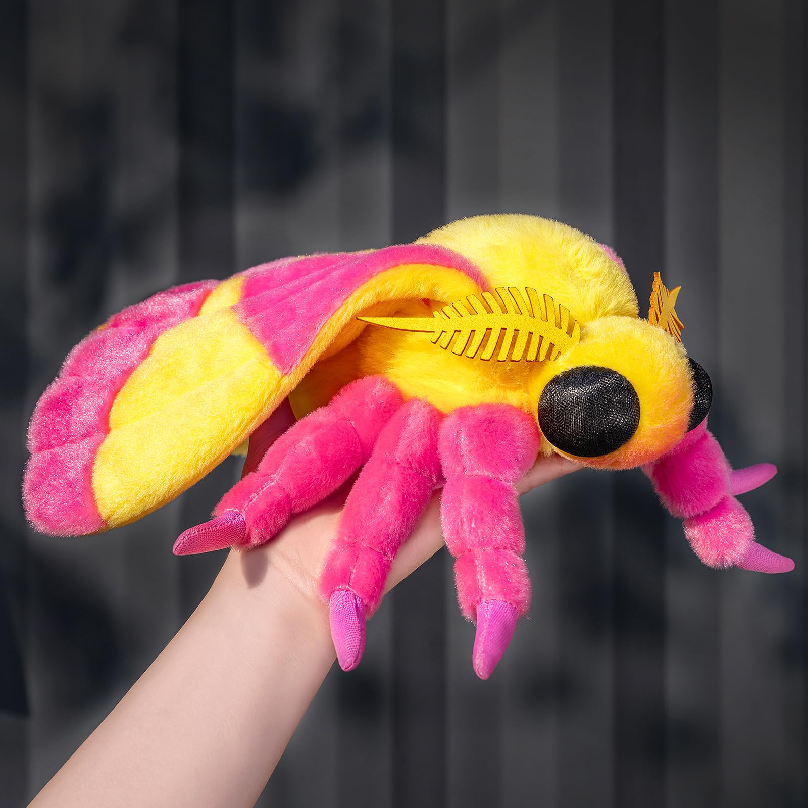 Rosy Maple Moth Plush Toy, Lifelike Rosy Maple Moth Stuffed Animals 11in