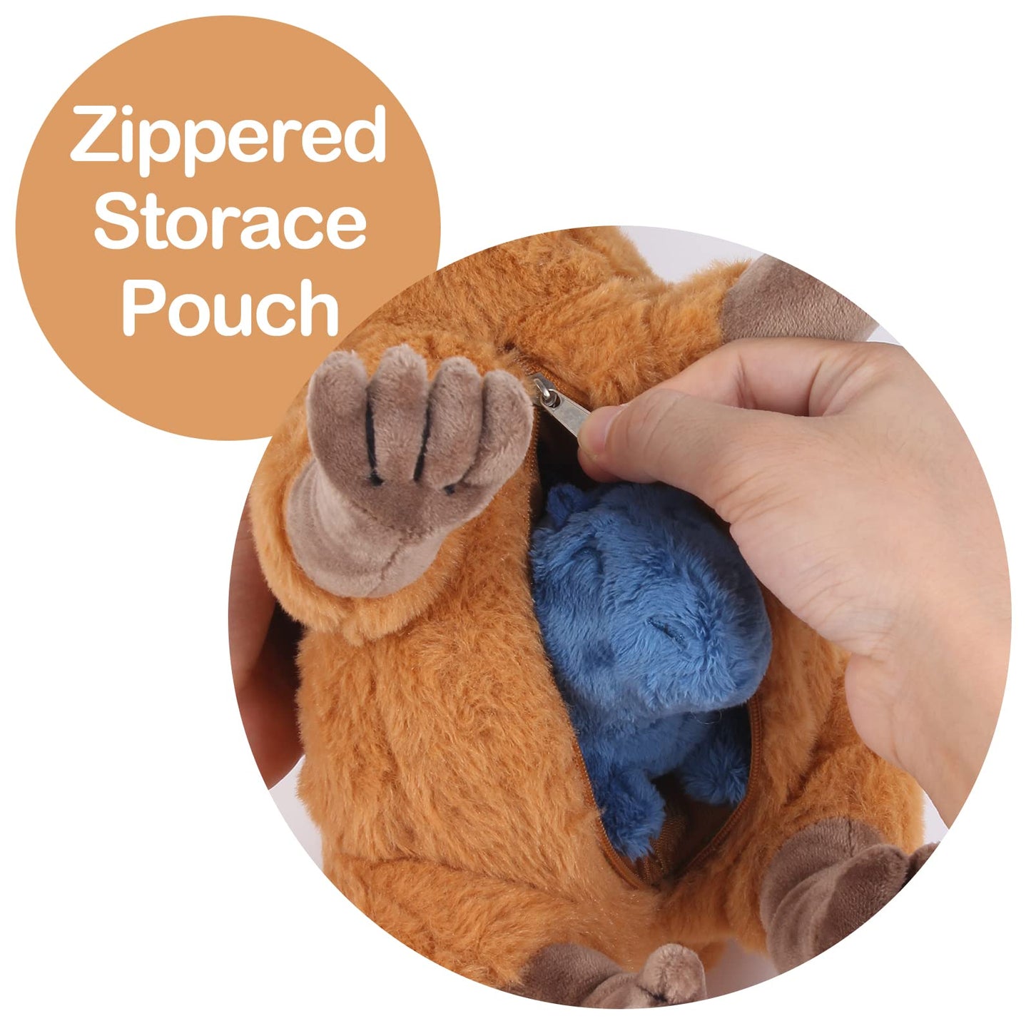 Capybara Plush with 2 Small Capybara Stuffed Animals, 3Piece Soft Capybara Stuffed Animals Zippers Playset, Capybara Mom with Babies