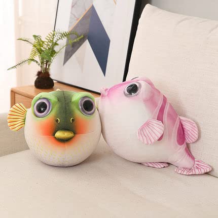 Cute Pufferfish Plush toy, Soft Lifelike 10inch Pink Pufferfish Stuffed Animal