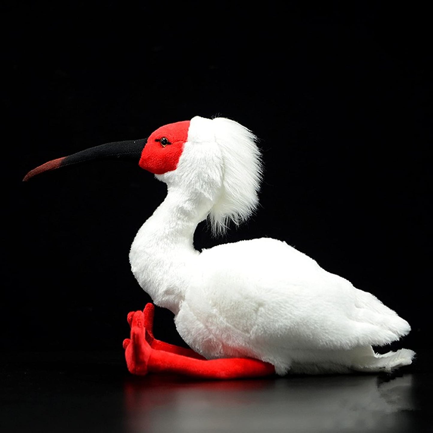 Simulation Crested Ibis Plush Toy, Red Realistic Ibis Bird Simulation Plush Toys