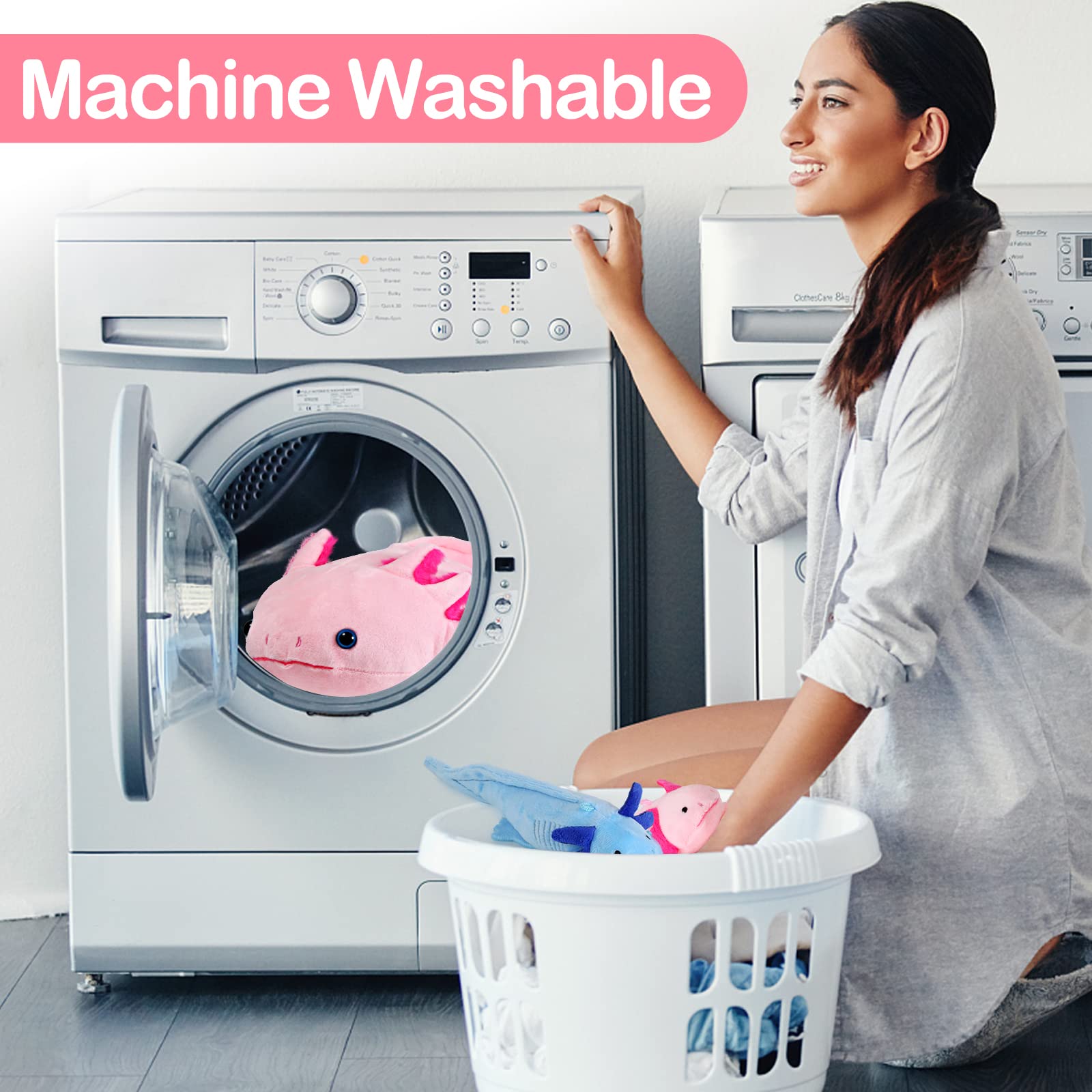 Axolotl Plush with 2 Small Axolotl Stuffed Animals, 3Piece Soft Axolotl Stuffed Animals Zippers Playset, Axolotl Mom with Babies, Unique Plushie Toys Model Dolls Collection for Kids