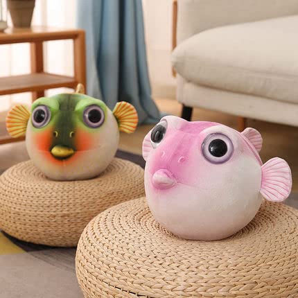 Cute Pufferfish Plush toy, Soft Lifelike 10inch Pink Pufferfish Stuffed Animal