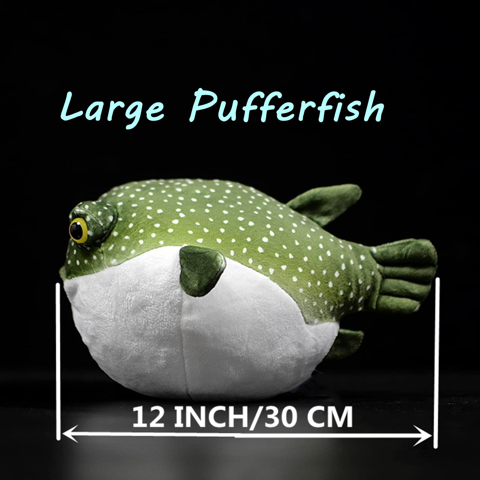 Pufferfish Plush Toy, Lifelike Green Blowfish Plush Toy Lifelike
