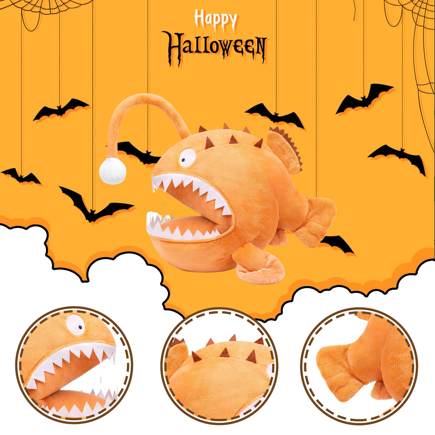 Luminous Anglerfish Plush Toy, Blue Anglerfish Creepy Stuffed Animals