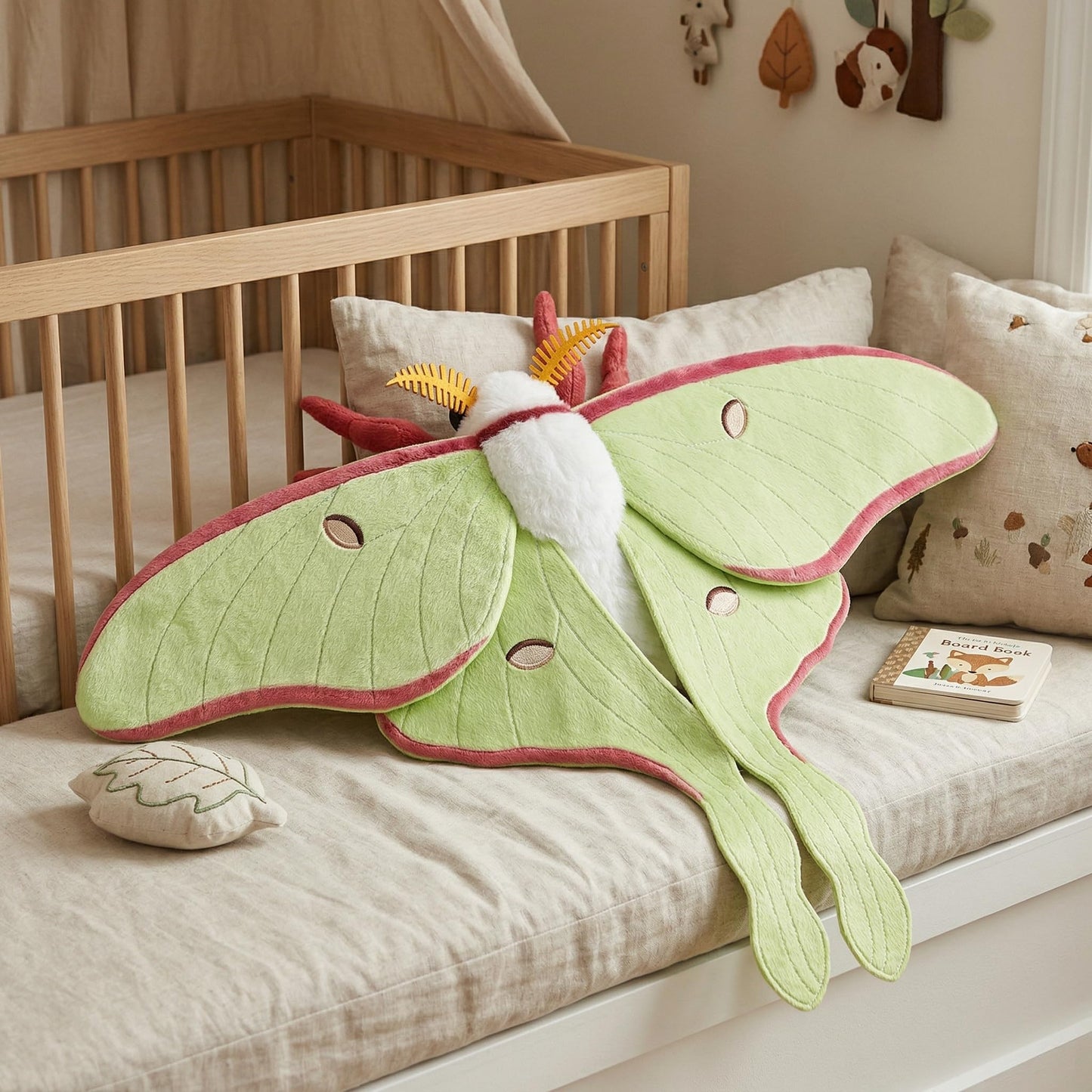 Luna Moth Stuffed Animal Plush Toy, Lifelike Stuffed Luna Moth Plushies Doll 11in, New Upgrade Portable Moths Model Plush Toy Gifts for Kids Adults