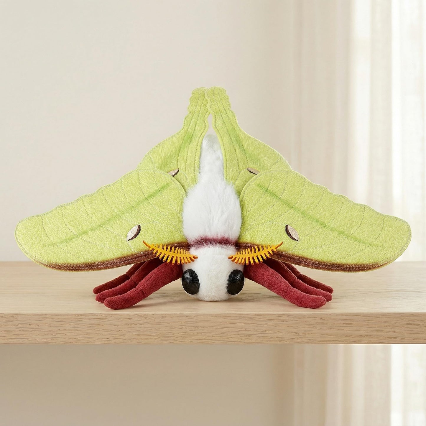 Luna Moth Stuffed Animal Plush Toy, Lifelike Stuffed Luna Moth Plushies Doll 11in, New Upgrade Portable Moths Model Plush Toy Gifts for Kids Adults