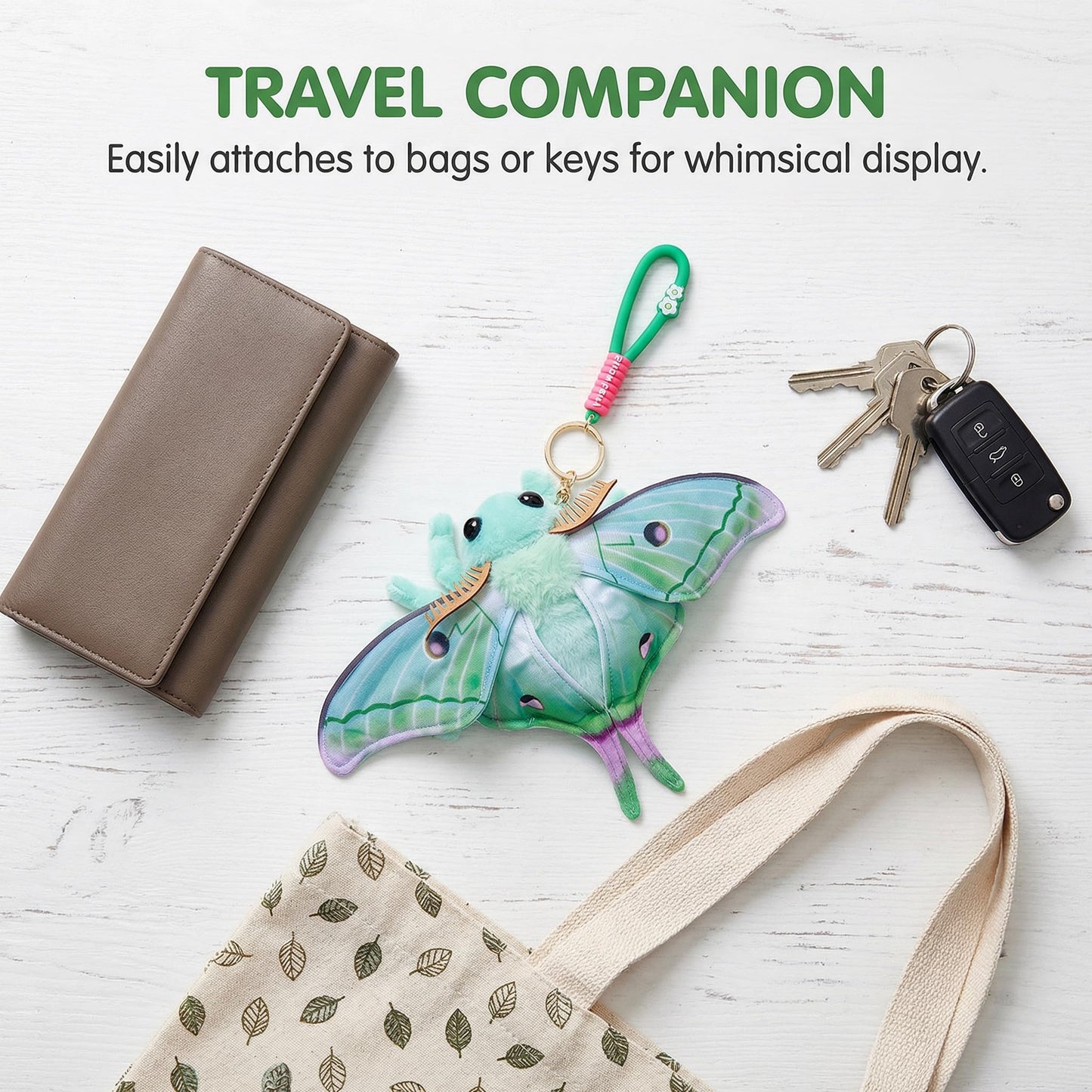 Little Silk Moth Plush Toy - Realistic Silk Moths Stuffed Animal Keychain Toys, Cute Plushie Figure as Gift for Your Friends