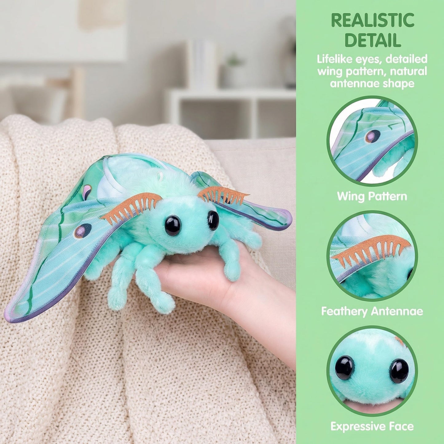Little Silk Moth Plush Toy - Realistic Silk Moths Stuffed Animal Keychain Toys, Cute Plushie Figure as Gift for Your Friends