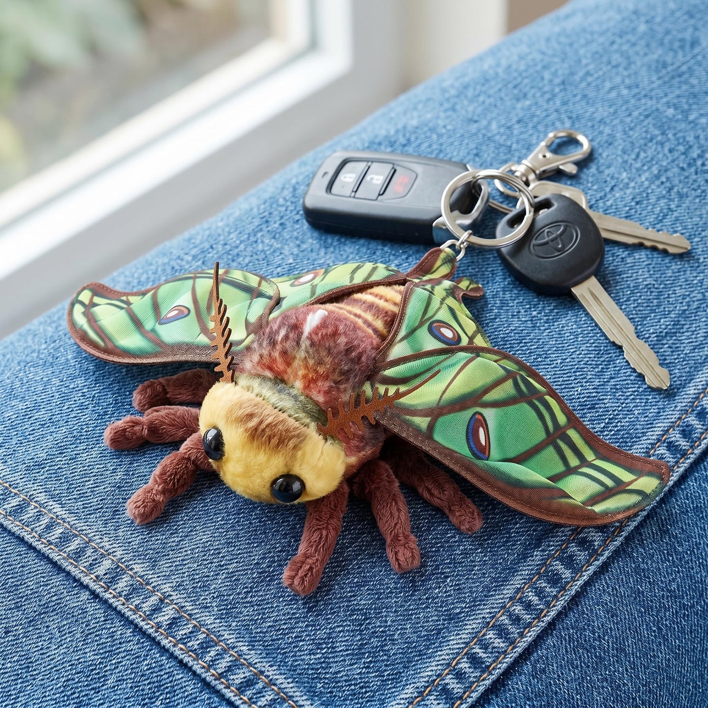Little Silk Moth Plush Toy - Realistic Silk Moths Stuffed Animal Keychain Toys, Cute Plushie Figure as Gift for Your Friends