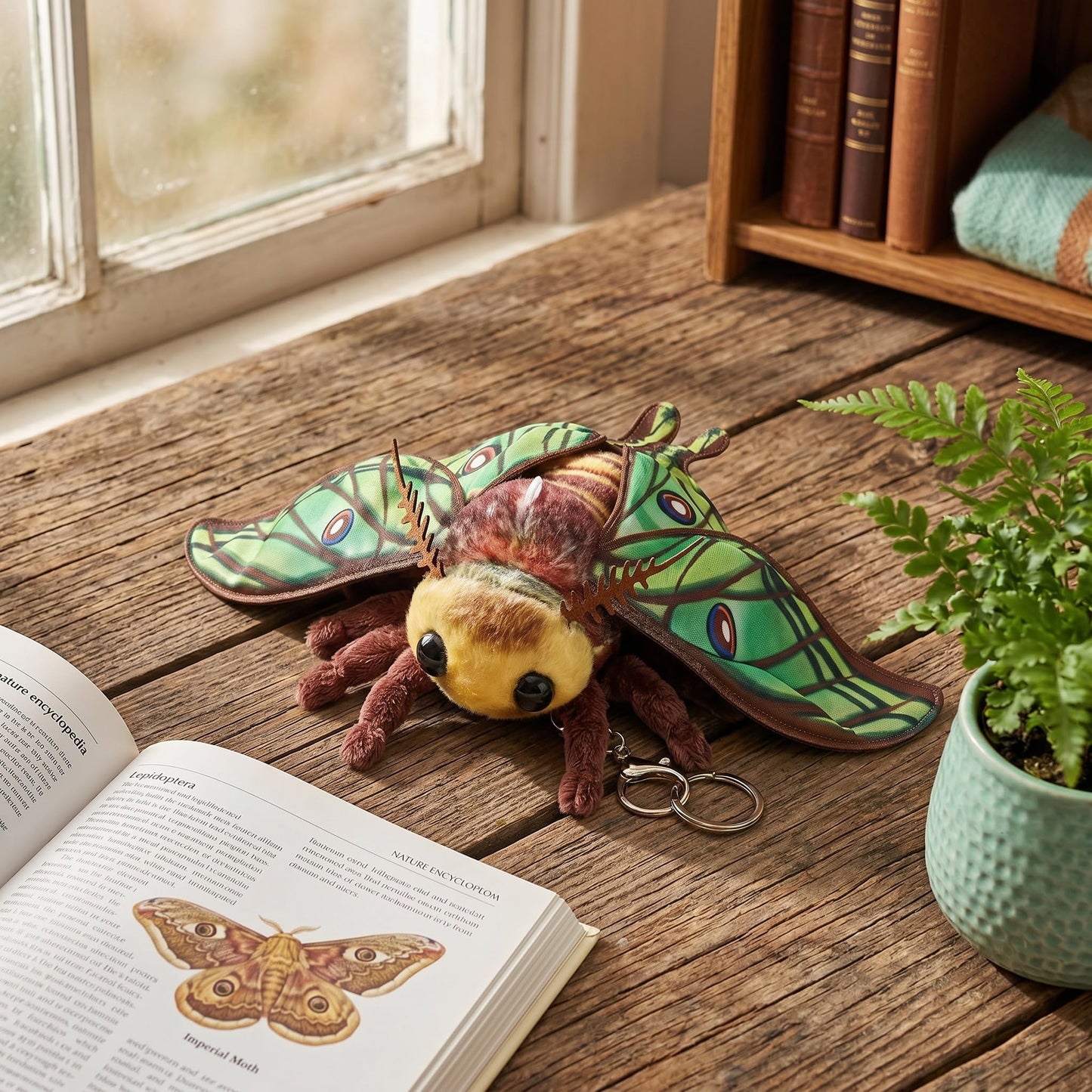 Little Silk Moth Plush Toy - Realistic Silk Moths Stuffed Animal Keychain Toys, Cute Plushie Figure as Gift for Your Friends