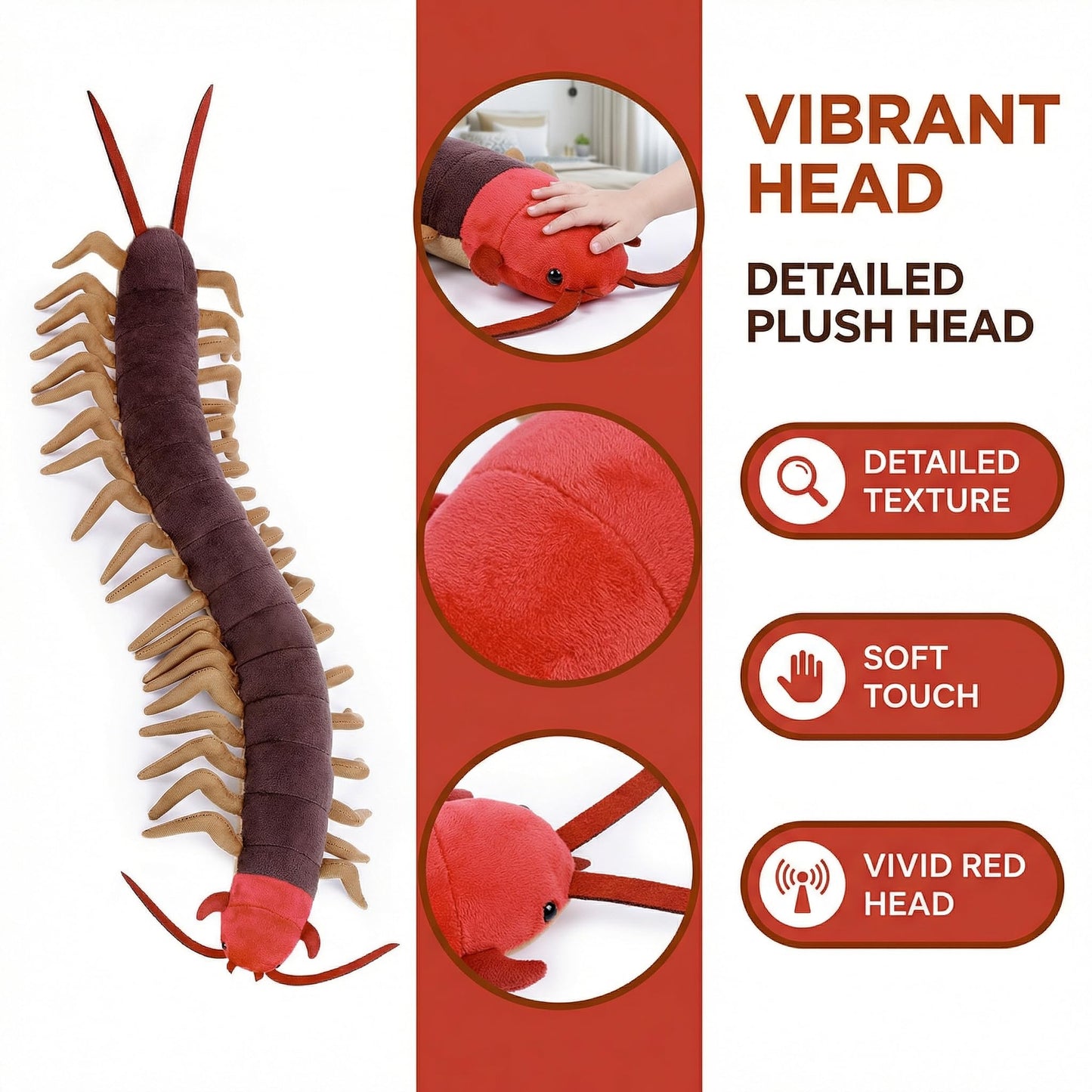 Centipede Plush - Lifelike 24” Centipede Stuffed Animal, Realistic Blue Centipedes Arthropod Insect Plushie, Soft Crustaceans Animals Toys Model Dolls Gifts for Kids