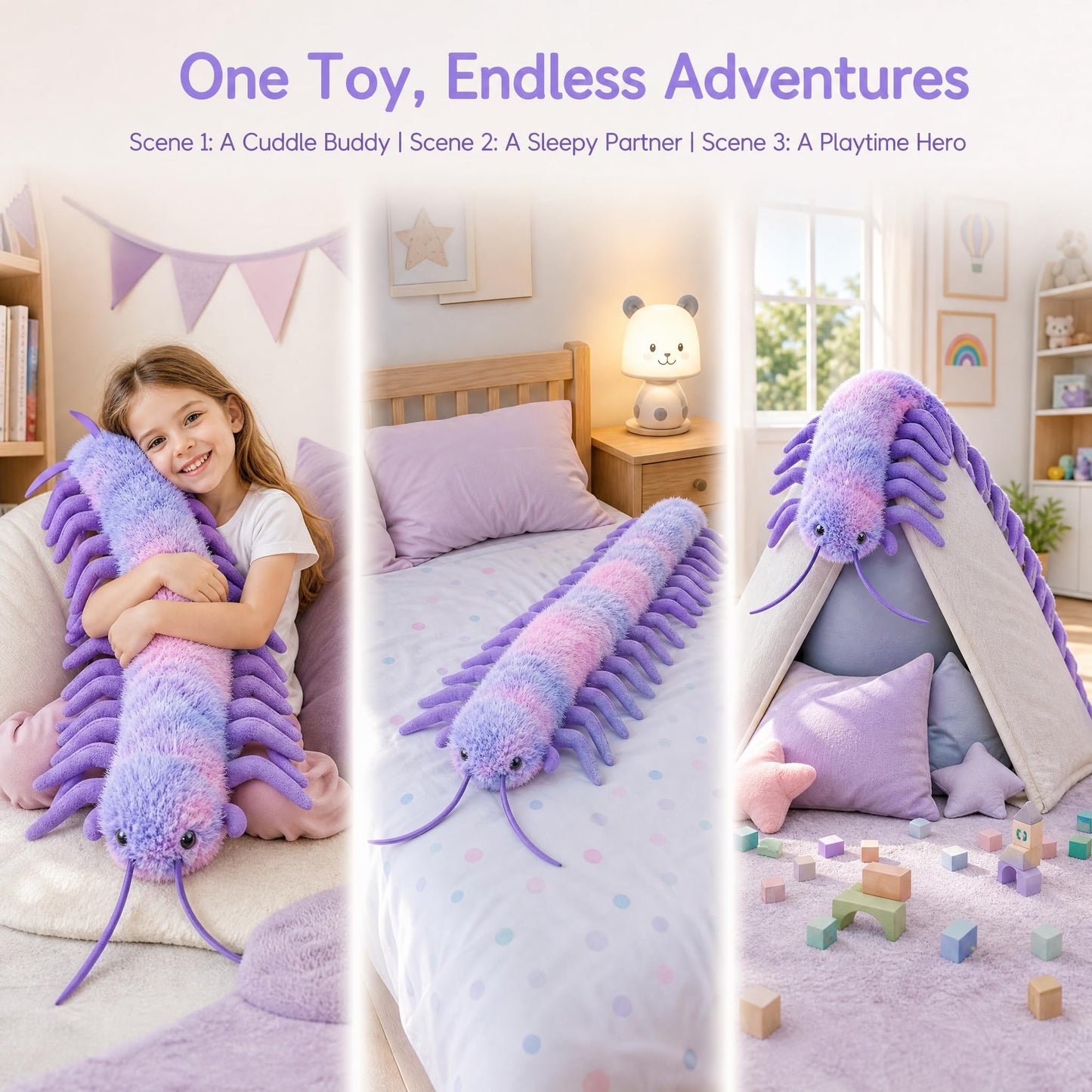 Centipede Plush - Lifelike 24” Centipede Stuffed Animal, Realistic Blue Centipedes Arthropod Insect Plushie, Soft Crustaceans Animals Toys Model Dolls Gifts for Kids