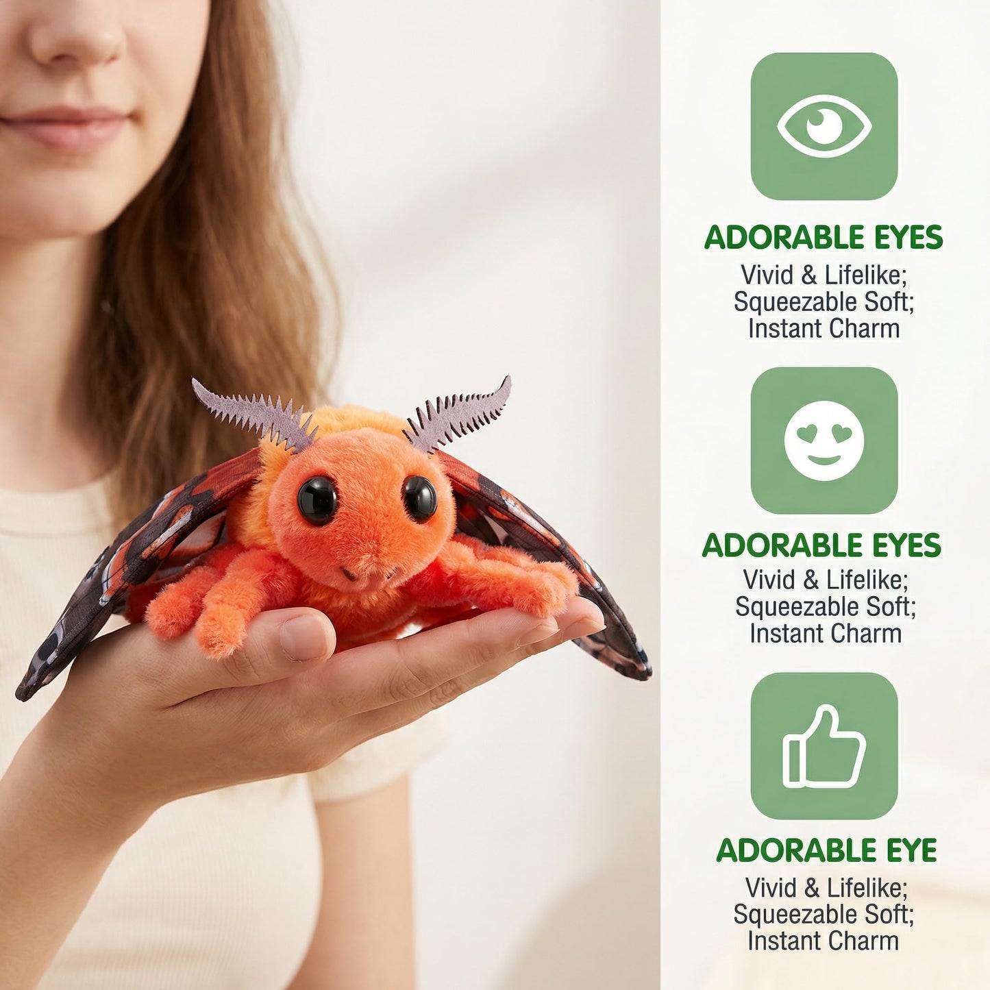 Little Silk Moth Plush Toy - Realistic Silk Moths Stuffed Animal Keychain Toys, Cute Plushie Figure as Gift for Your Friends