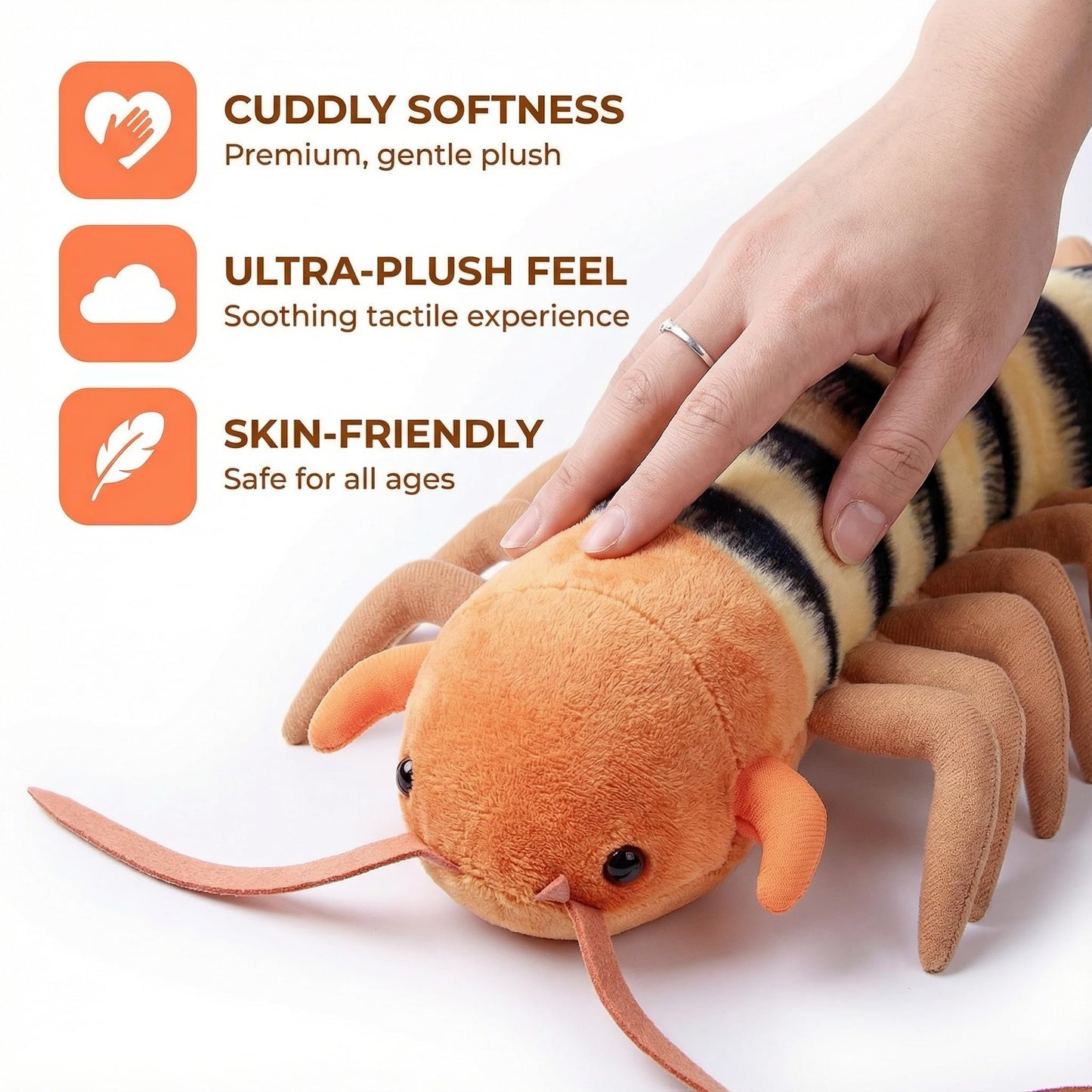 Centipede Plush - Lifelike 24” Centipede Stuffed Animal, Realistic Blue Centipedes Arthropod Insect Plushie, Soft Crustaceans Animals Toys Model Dolls Gifts for Kids