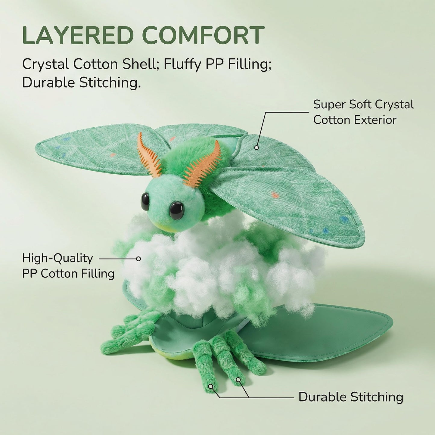 Little Silk Moth Plush Toy - Realistic Silk Moths Stuffed Animal Keychain Toys, Cute Plushie Figure as Gift for Your Friends