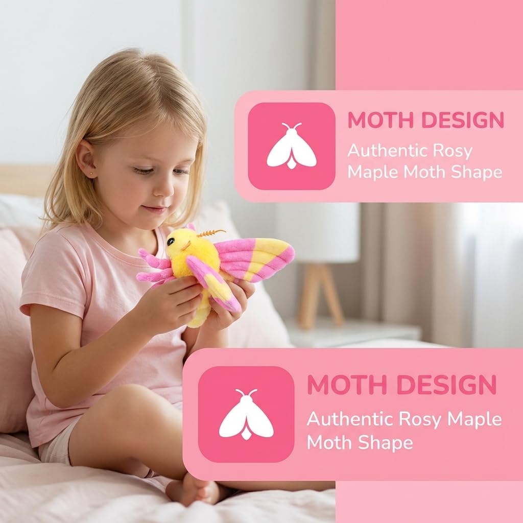 Little Silk Moth Plush Toy - Realistic Silk Moths Stuffed Animal Keychain Toys, Cute Plushie Figure as Gift for Your Friends