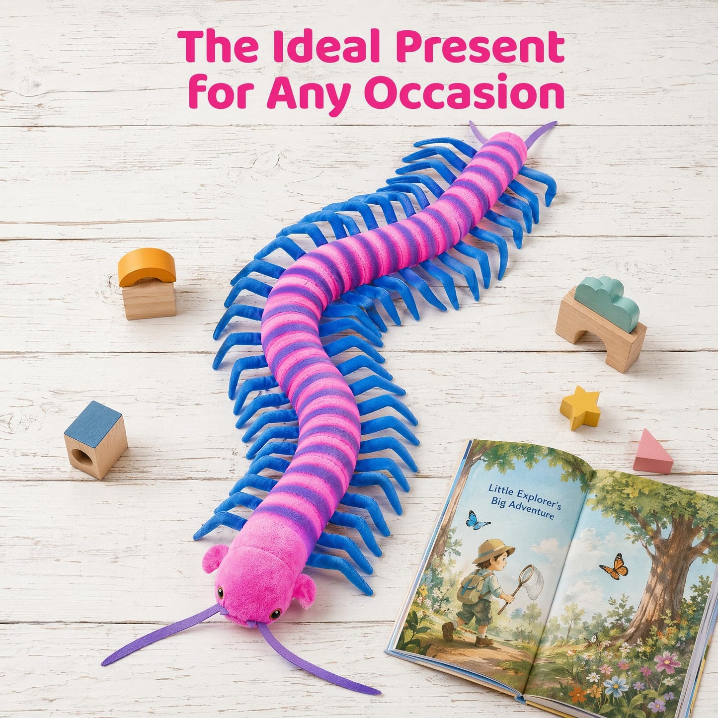 Centipede Plush - Lifelike 24” Centipede Stuffed Animal, Realistic Blue Centipedes Arthropod Insect Plushie, Soft Crustaceans Animals Toys Model Dolls Gifts for Kids