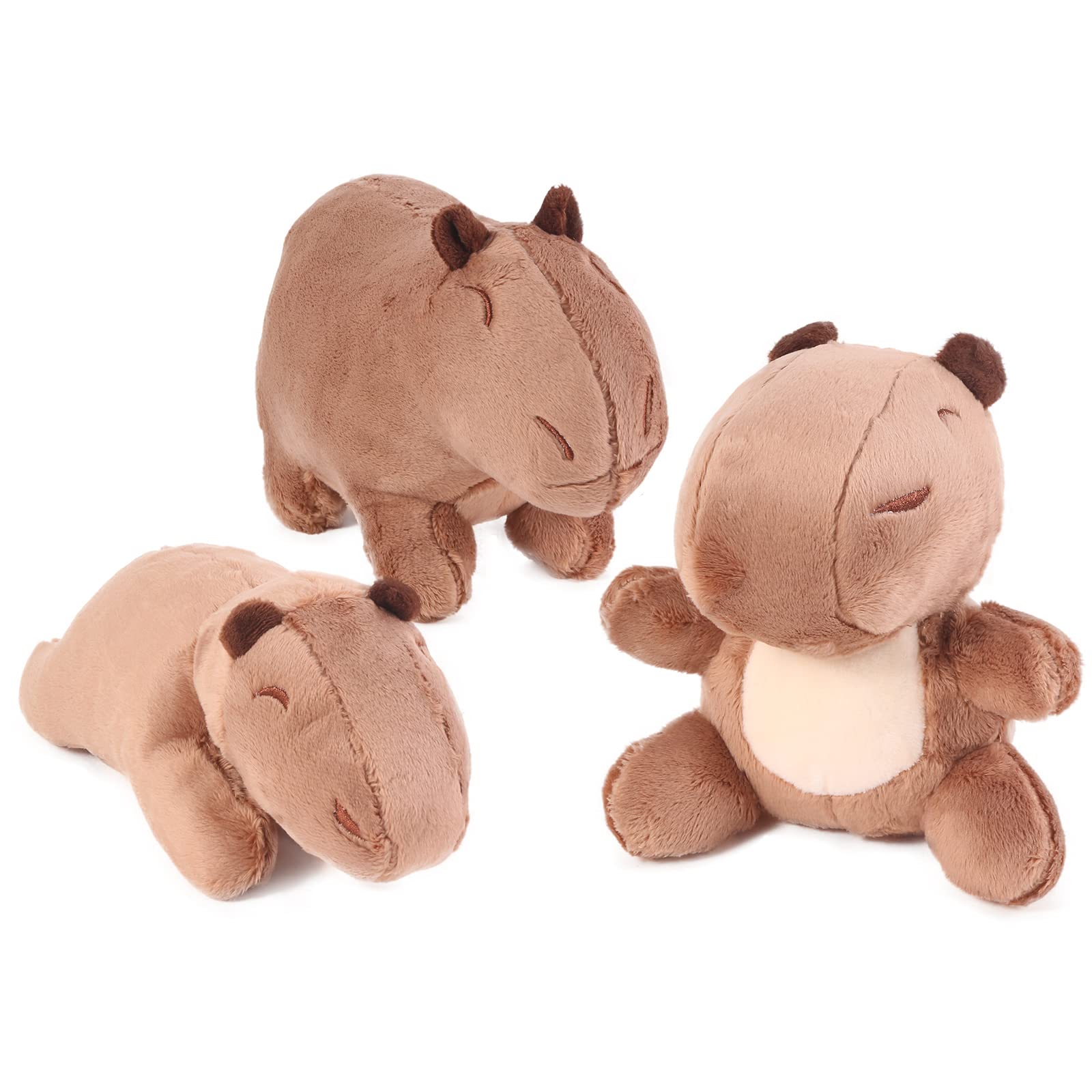 Capybara Plush, Capybara Stuffed Animals 3Pcs, Cute Rodent Capybara Plushie Toys as Gift for Your Kids (Sitting, Standing, Lying)