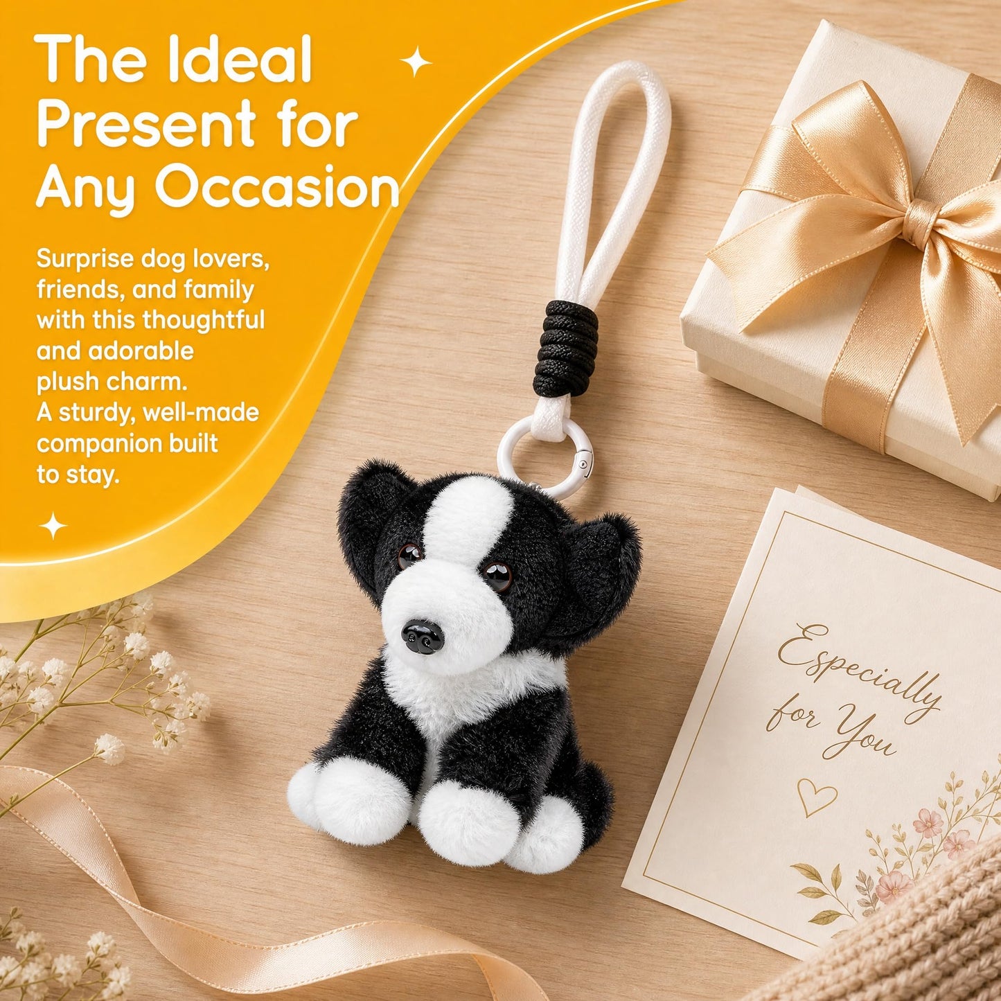 Cute Dog Plush Keychain, Soft Stuffed Animal Dog Charm, for Birthday, Party Favors, Holiday Gifting