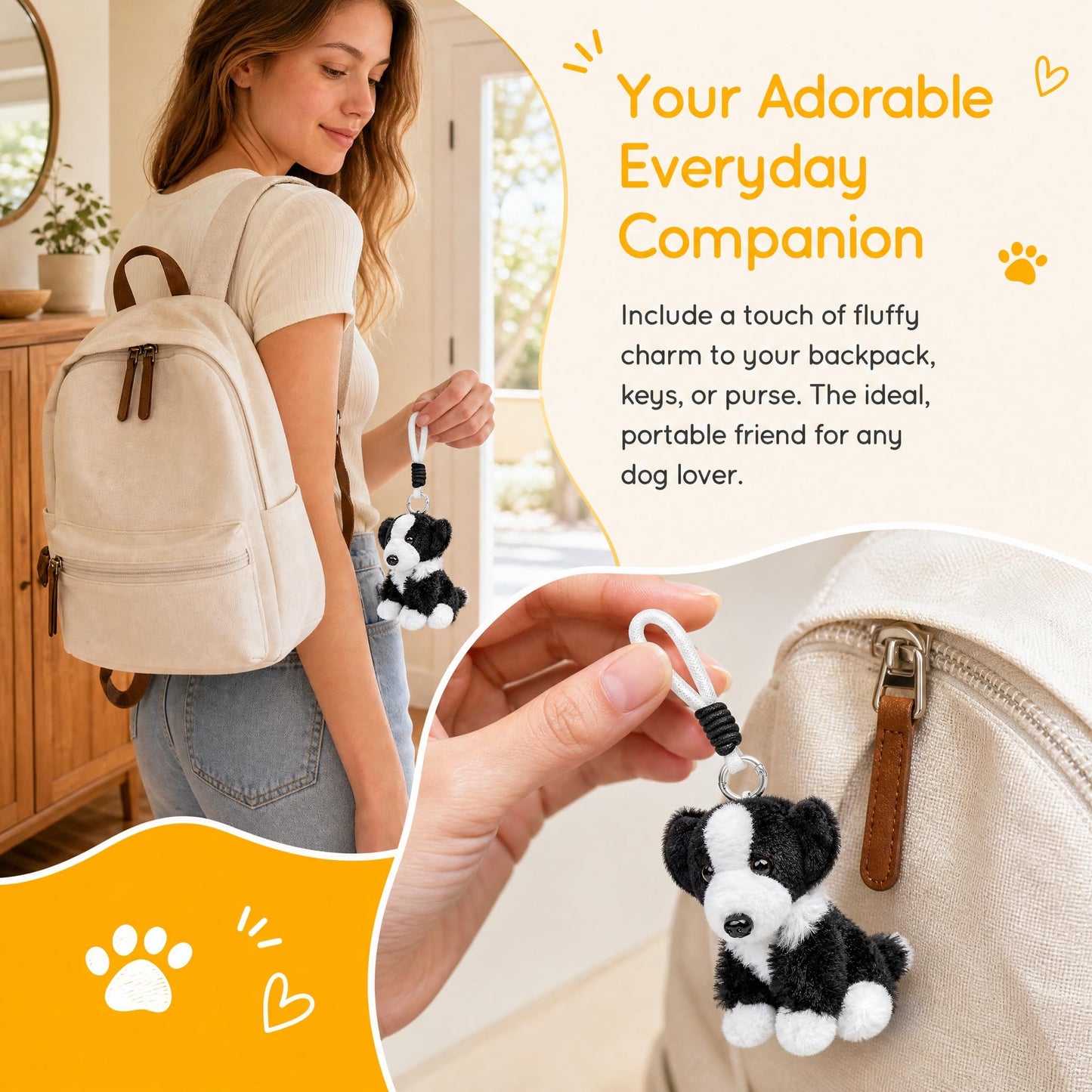 Cute Dog Plush Keychain, Soft Stuffed Animal Dog Charm, for Birthday, Party Favors, Holiday Gifting