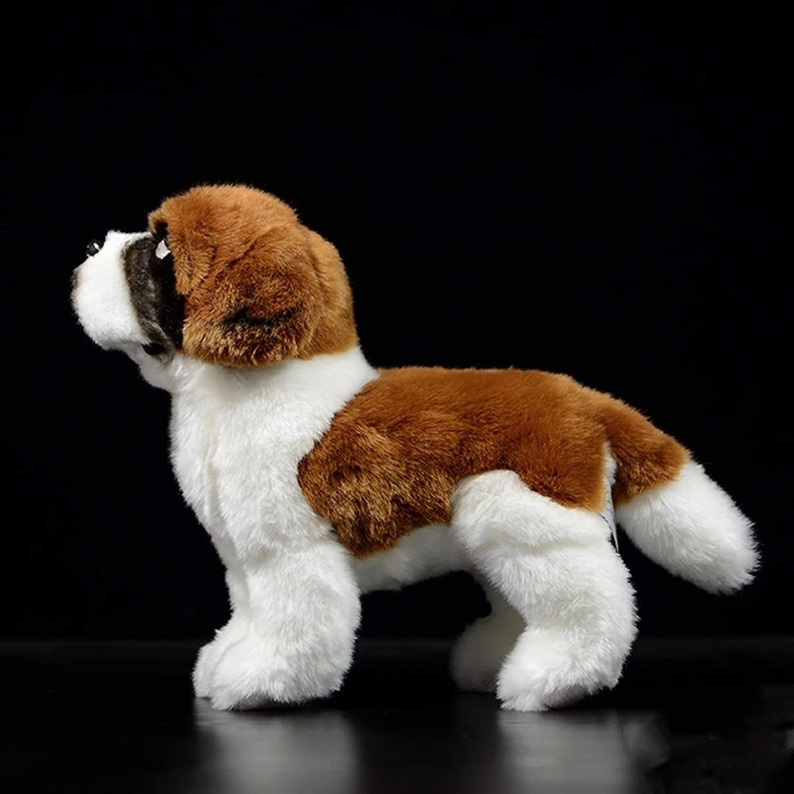 Simulation Saint Bernard Dog Plush Toy - Realistic 12" Standing Soft Saint Bernard Pet Dog Stuffed Animal Puppy Model Toy, Unique Plush Gift Collection for Kids Birthday, Home Decor