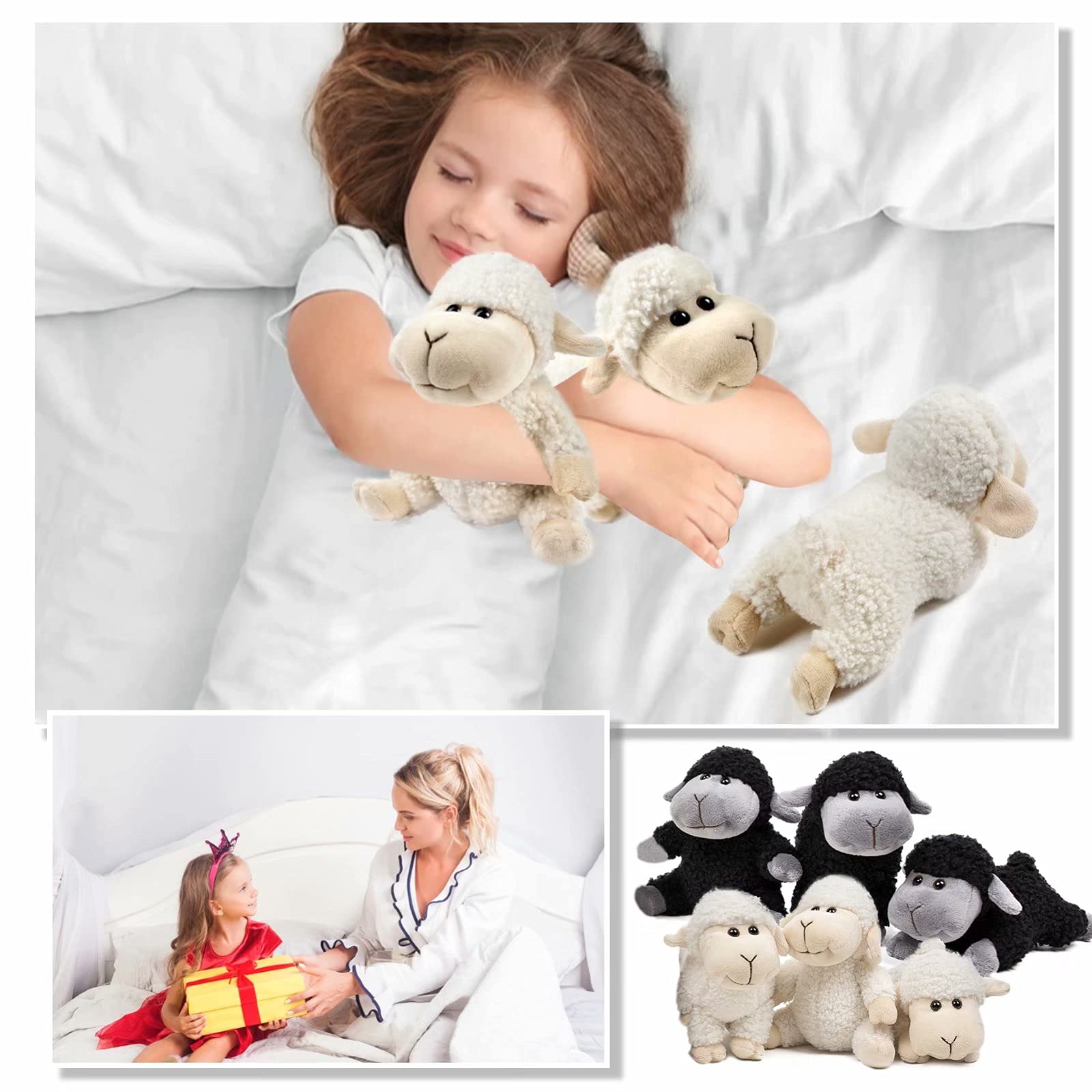 3 Pcs Stuffed Sheep Animals, 6.5 inch - 8.8 inch Cute Lamb Plush Toy as Gift for Your Kids (Sitting, Standing, Lying)