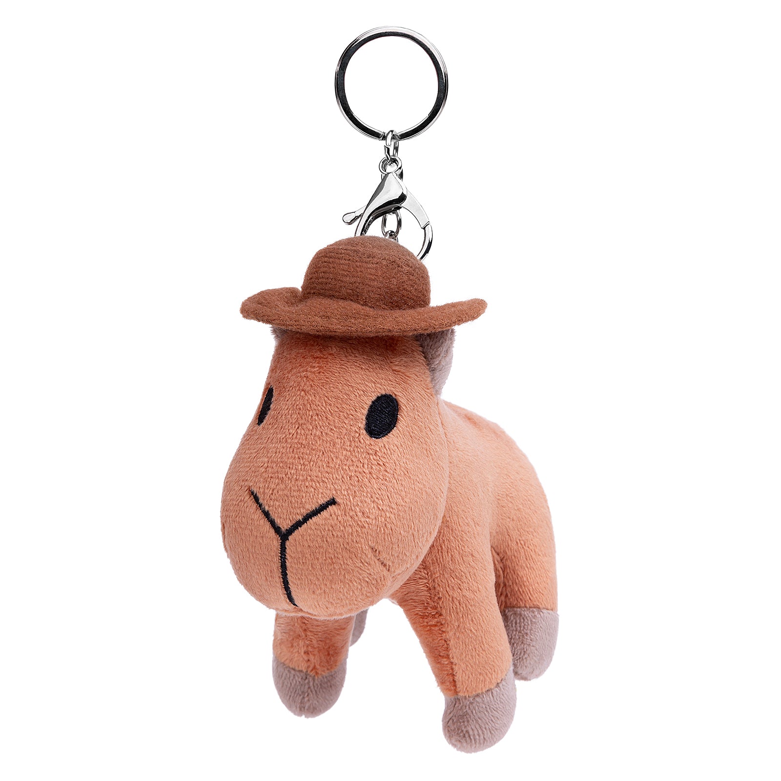Capybara wearing hat keychain Keychain Toy, Realistic Capybara Stuffed Animals Keyring Pendant