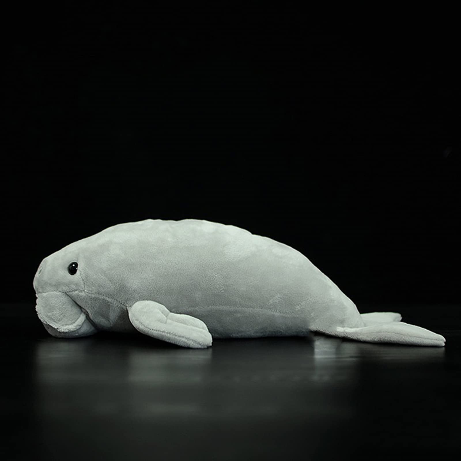 Simulation Manatee Plush Toy - Gray Long Lifelike Dugong Stuffed Toys, Super Soft Realistic Sea Simulation Manatee Animal Plush Gift Collection for Kids, 14.5Inches